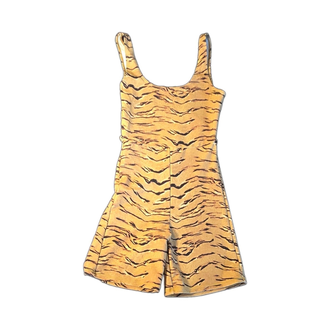 WEWOREWHAT Womens Tan/Black Animal Print Sleeveless Romper Square Neck M #A55