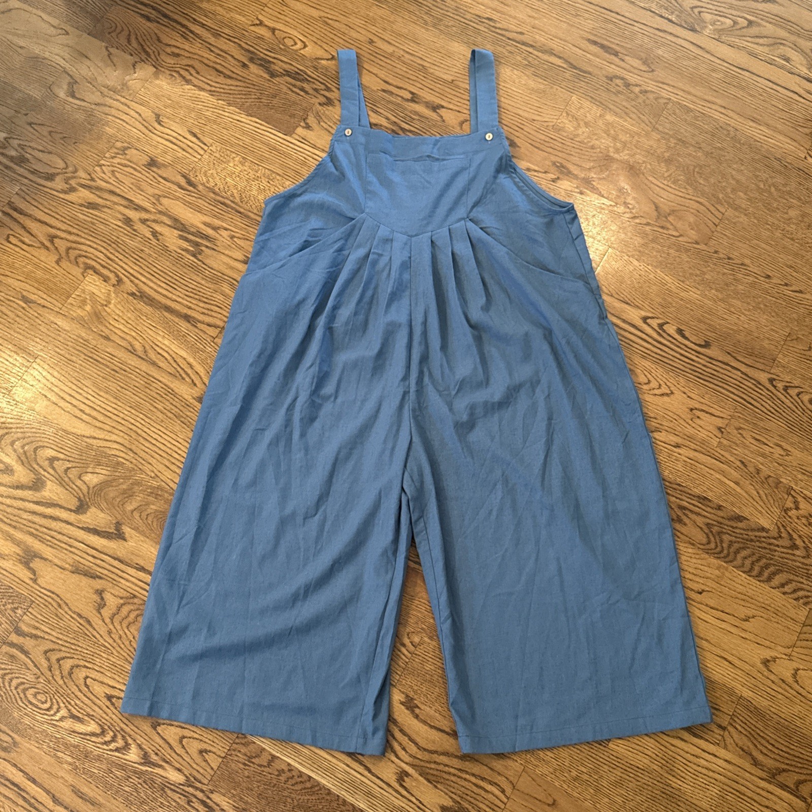 Noracora Women’s Jumpsuit Size 2XL Blue One Piece, Straps With Buttons, Wide Leg
