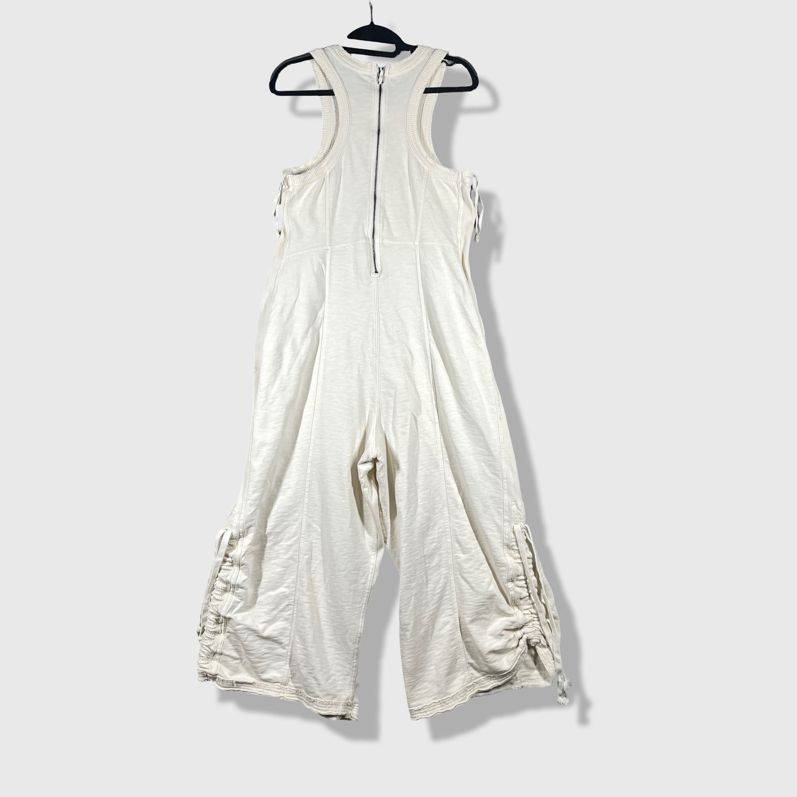 Daily Practice Jumpsuit Women M Cream Athleisure Loungewear Wide Leg Rib Terry