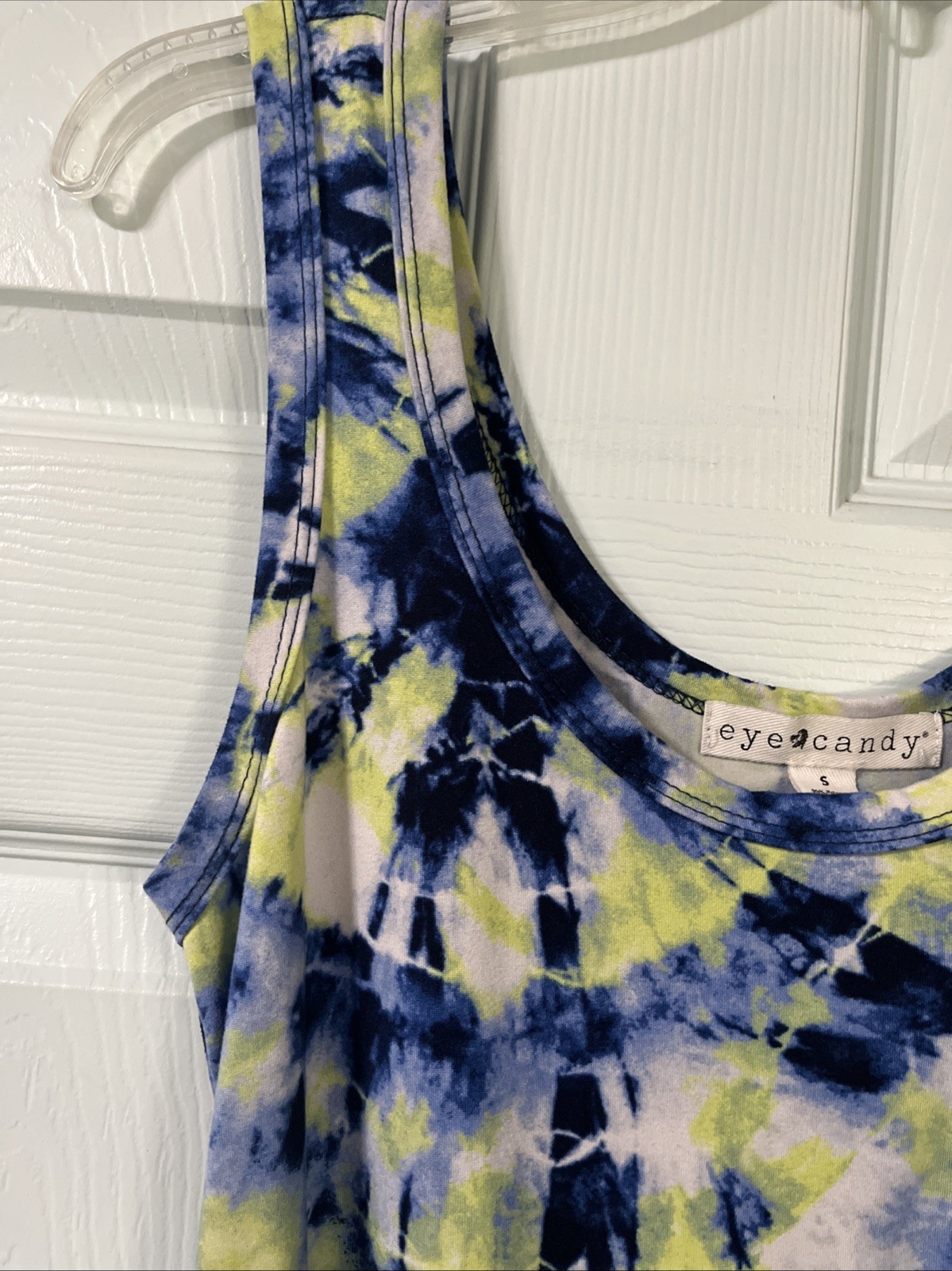 Eye Candy Women Sz. S Blue/Green Jumpsuit Romper Sleeveless Elastic Waist Pocket