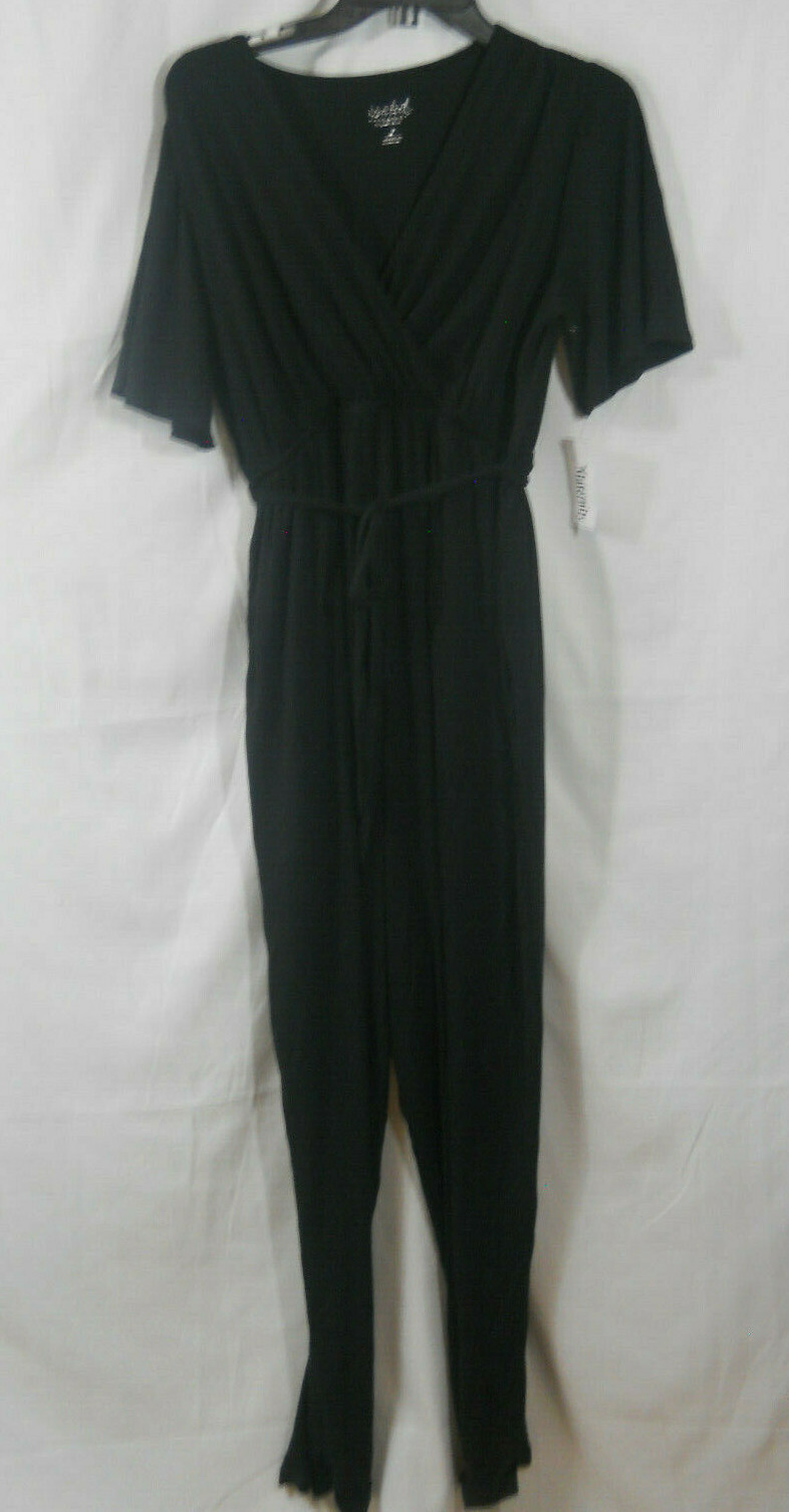 Isabel Black Stretch Maternity Jumpsuit Romper w/Belt Sizes XS,S,M,L (B40)