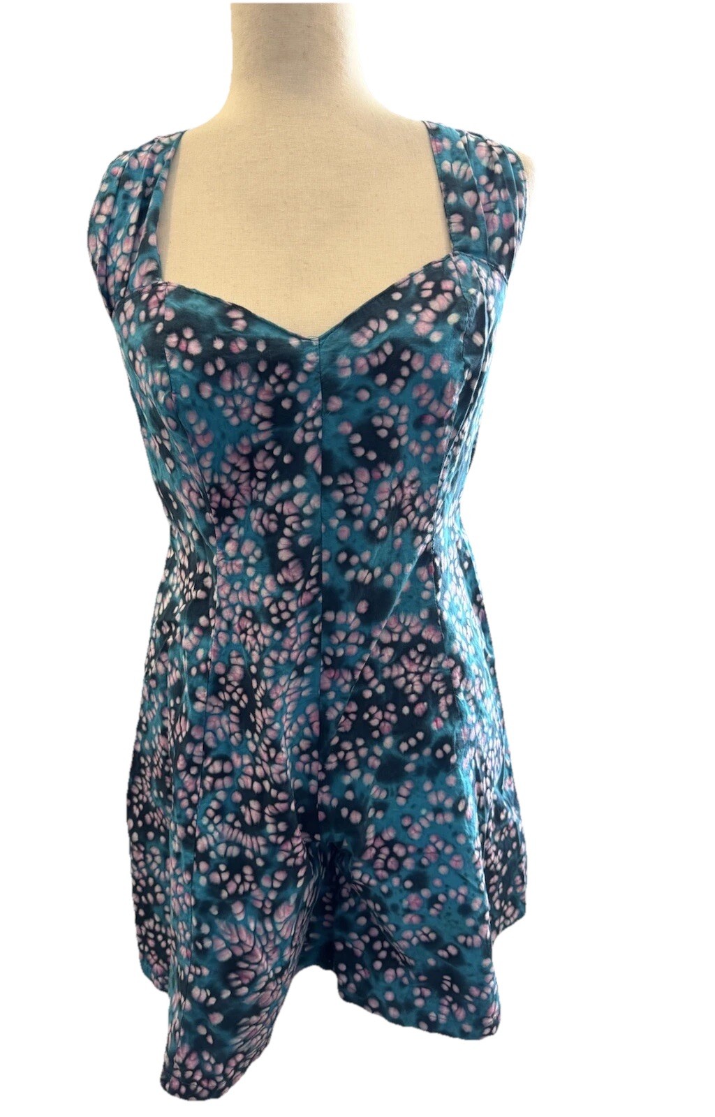 Vintage 80s Romper Playsuit Small Blue Purple Shorts Retro Grunge Coquette READ