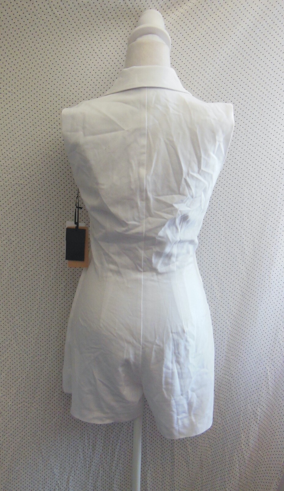 NEW HALOGEN White SLEEVELESS Blazer BUTTON FRONT Short LAYERED ROMPER XXS