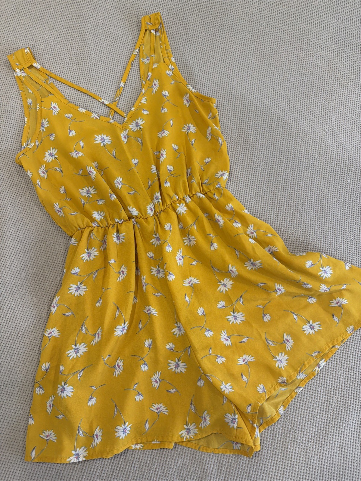 Sienna Sky, Mustard Yellow Floral Romper Size Small