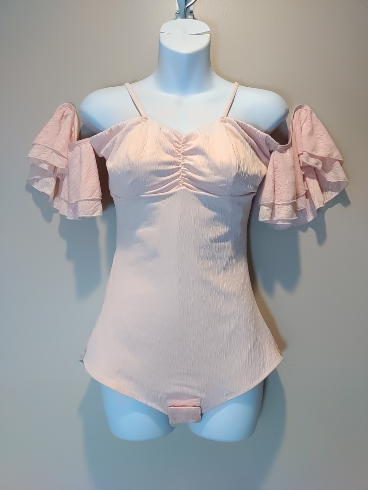 Dk Clothing Dusty Pink Pin Up Cold Shoulder Sheer Backside One Piece Size 2XL