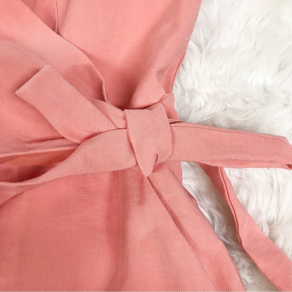 1. STATE Sleeveless Wrap Front Jumpsuit Size 2 Peach Pink V-Neck Tapered Leg