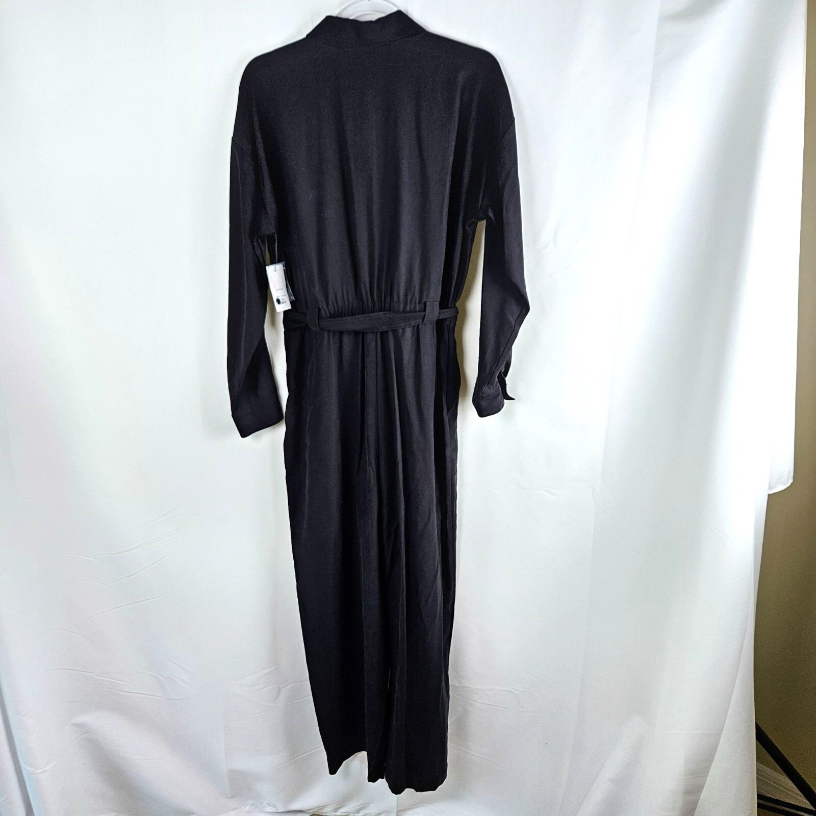 Nine West Black Belted Utility Jumpsuit Long Sleeve Medium Pockets NWT