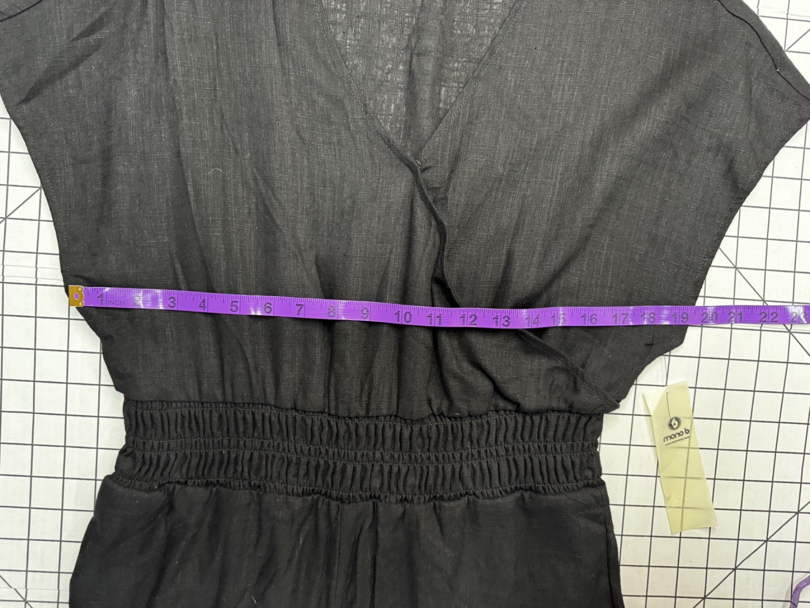 Mono b Black Linen Short Sleeve Shorts Romper Size M With Pockets NWT