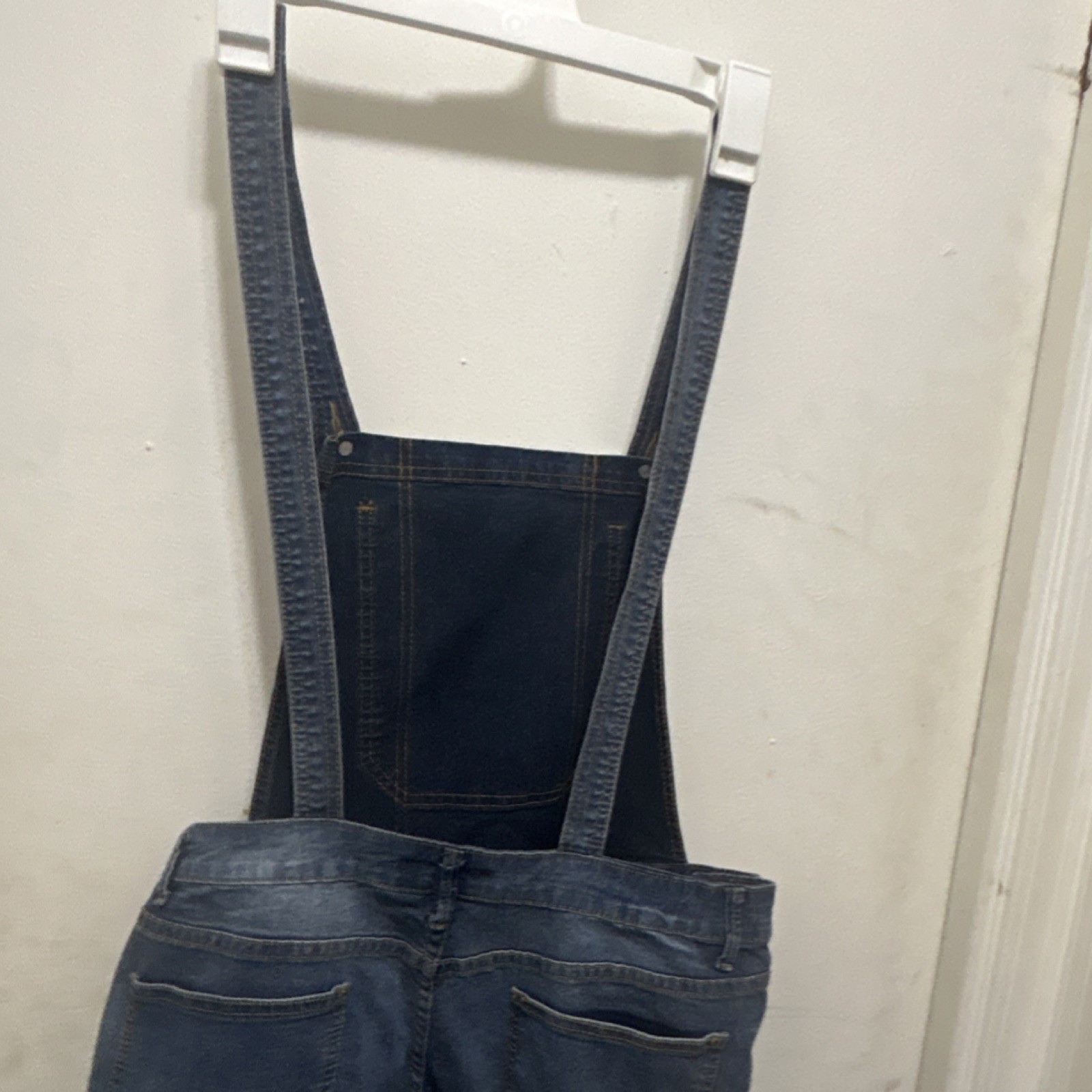 Hybrid Company Women’s Blue Denim Overall Size 13 Embroidered Button