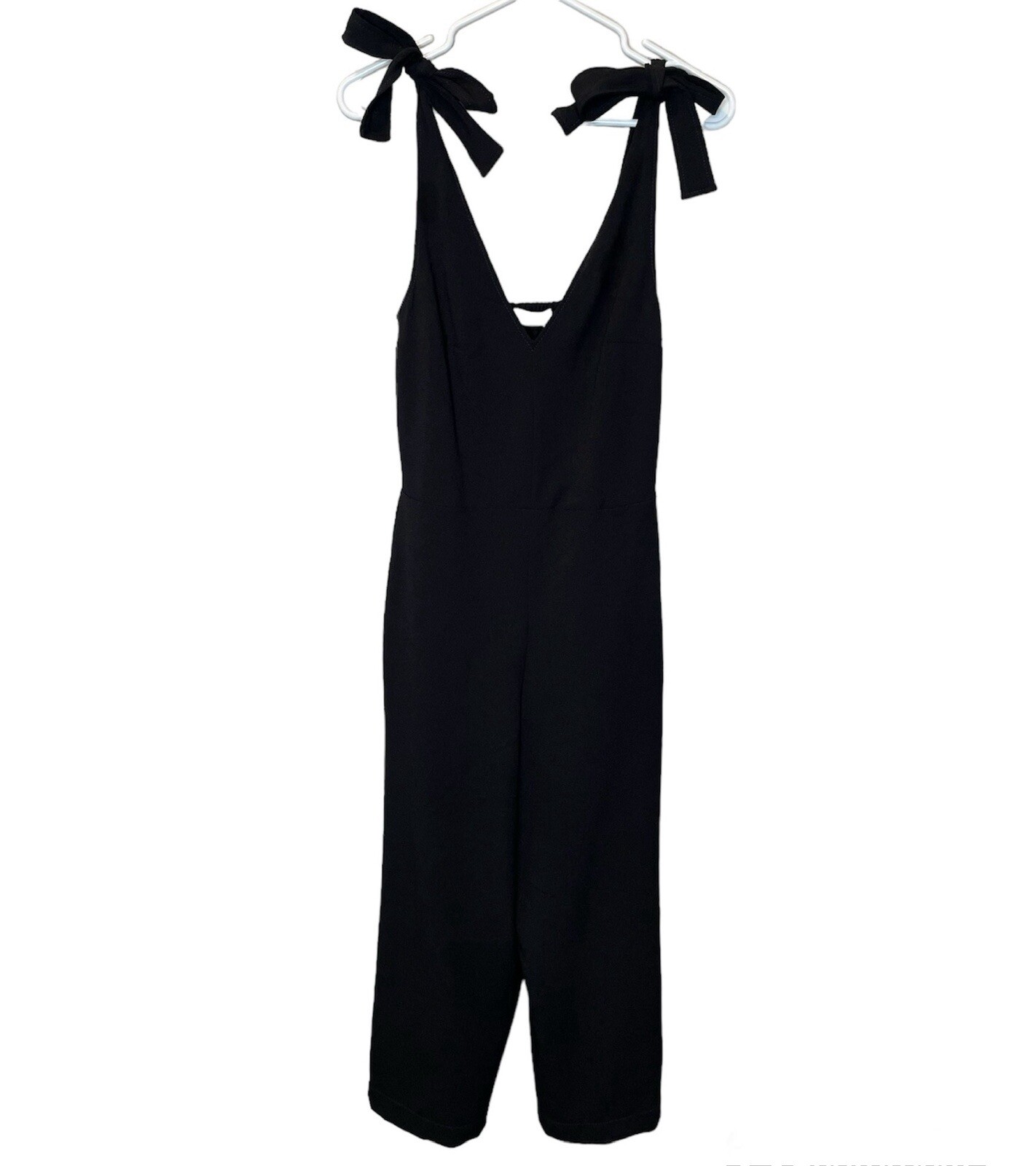 NWT See By Chloe Salopette Jumpsuit Size 34/US 2 In Black Bow Straps Leg Slits