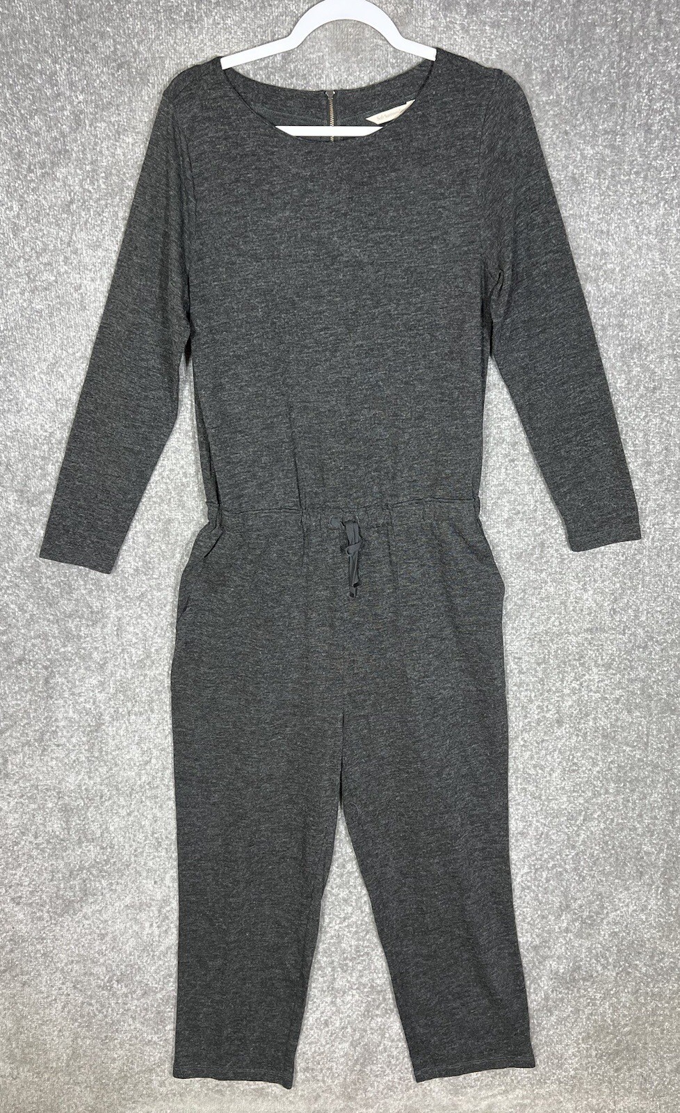 Soft Surroundings Hideaway Everyday Knit Jumpsuit Women Size Medium Gray Pockets