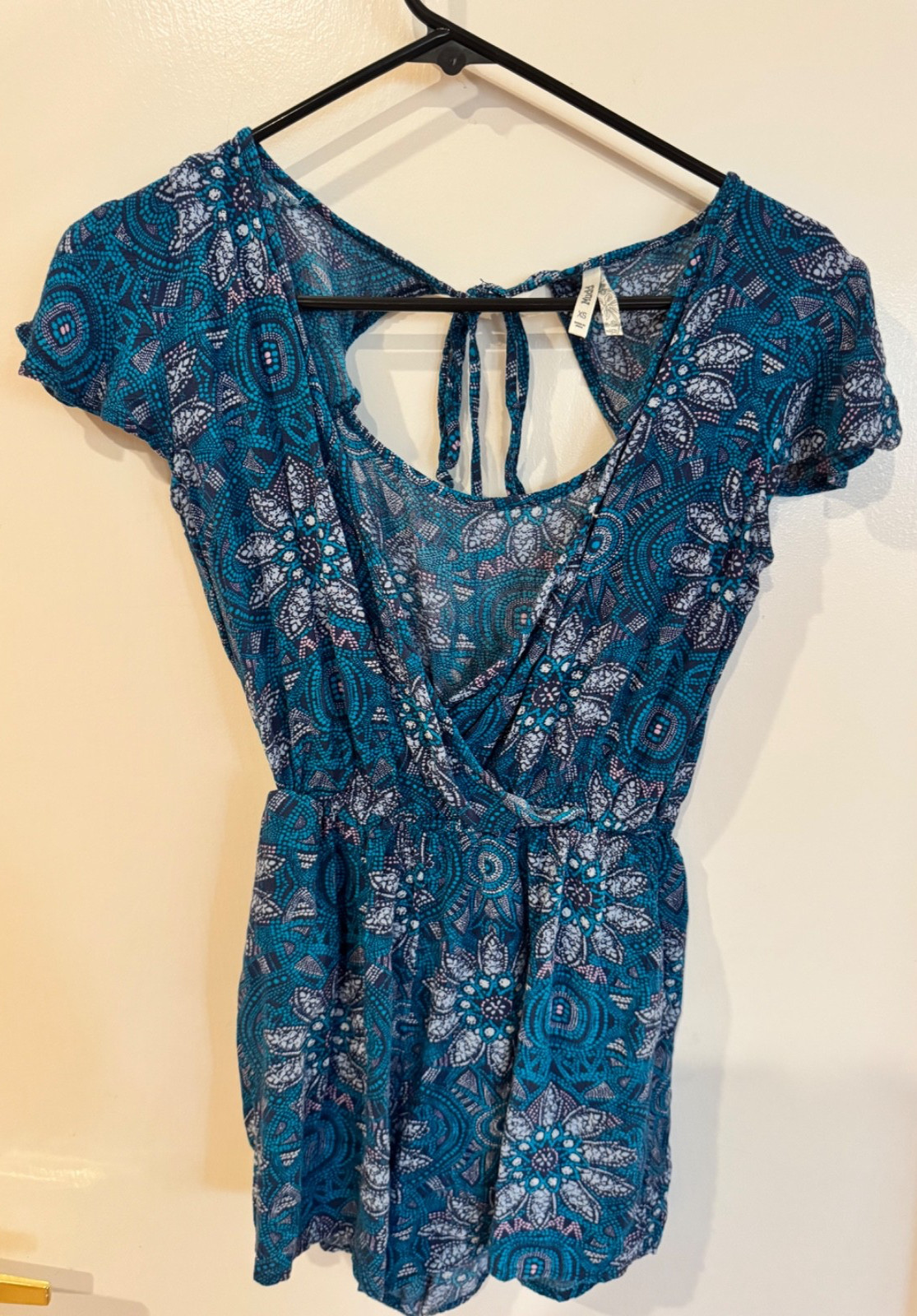 Mudd Teal Paisley Boho Romper with pockets Women’s Size X-Small