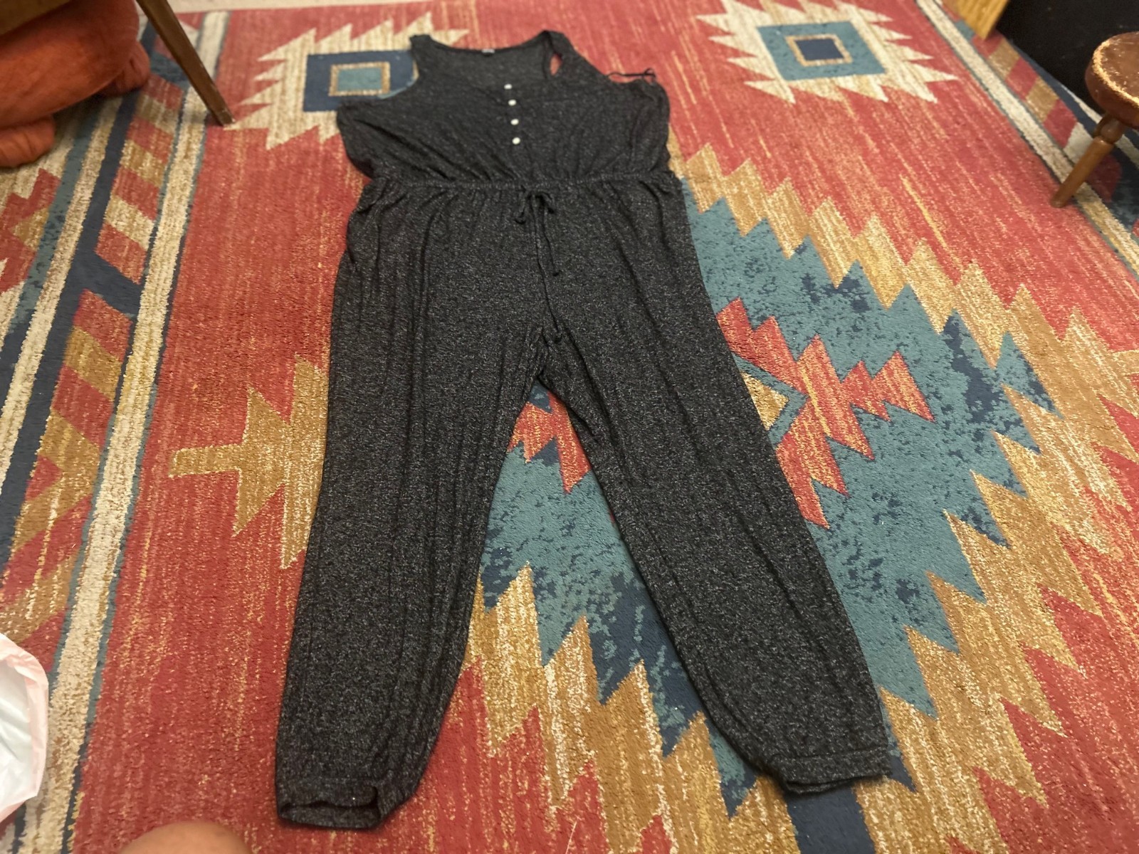 Womens 2XL Old Navy Black marled Jogger style jumpsuit Athletic NICE condition