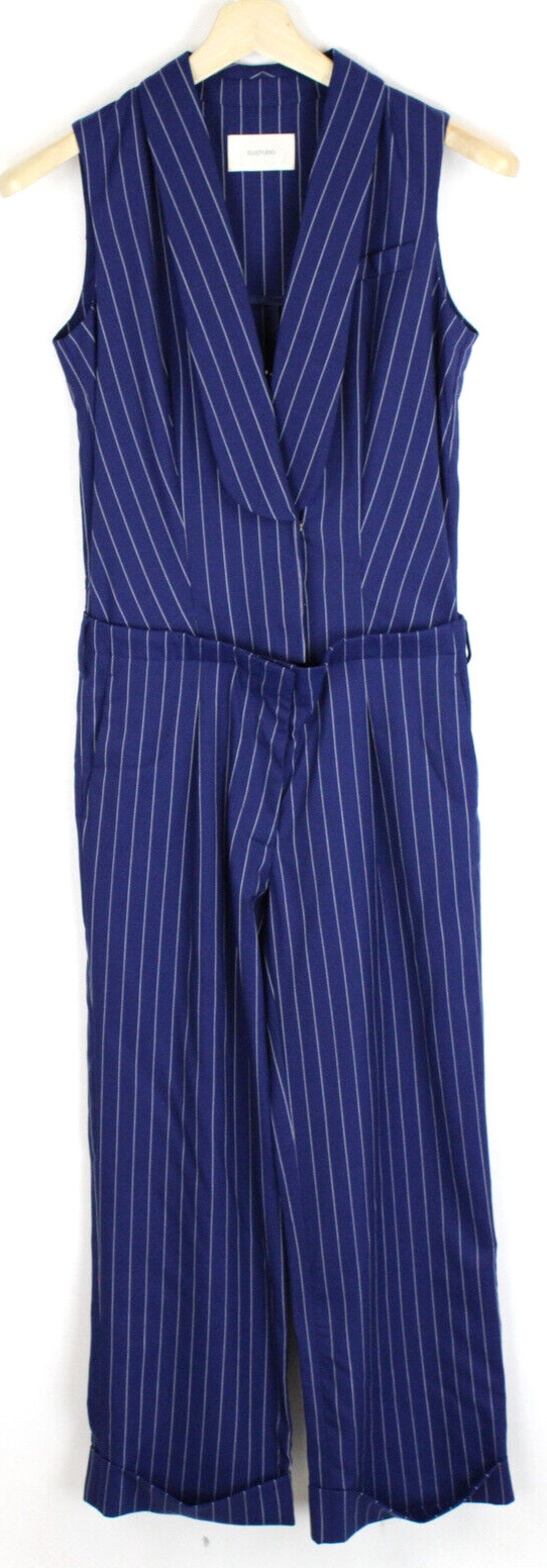 SUISTUDIO Jasper Jumpsuit Womens UK 6 Sleeveless Wool Pinstripe