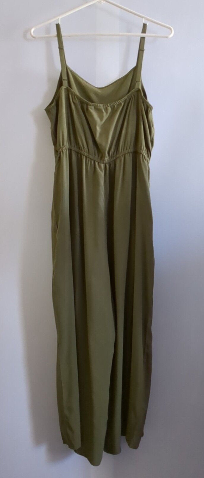 Gap Women’s Green Jumpsuit Wide Leg Adjustable Straps Pockets Size Large
