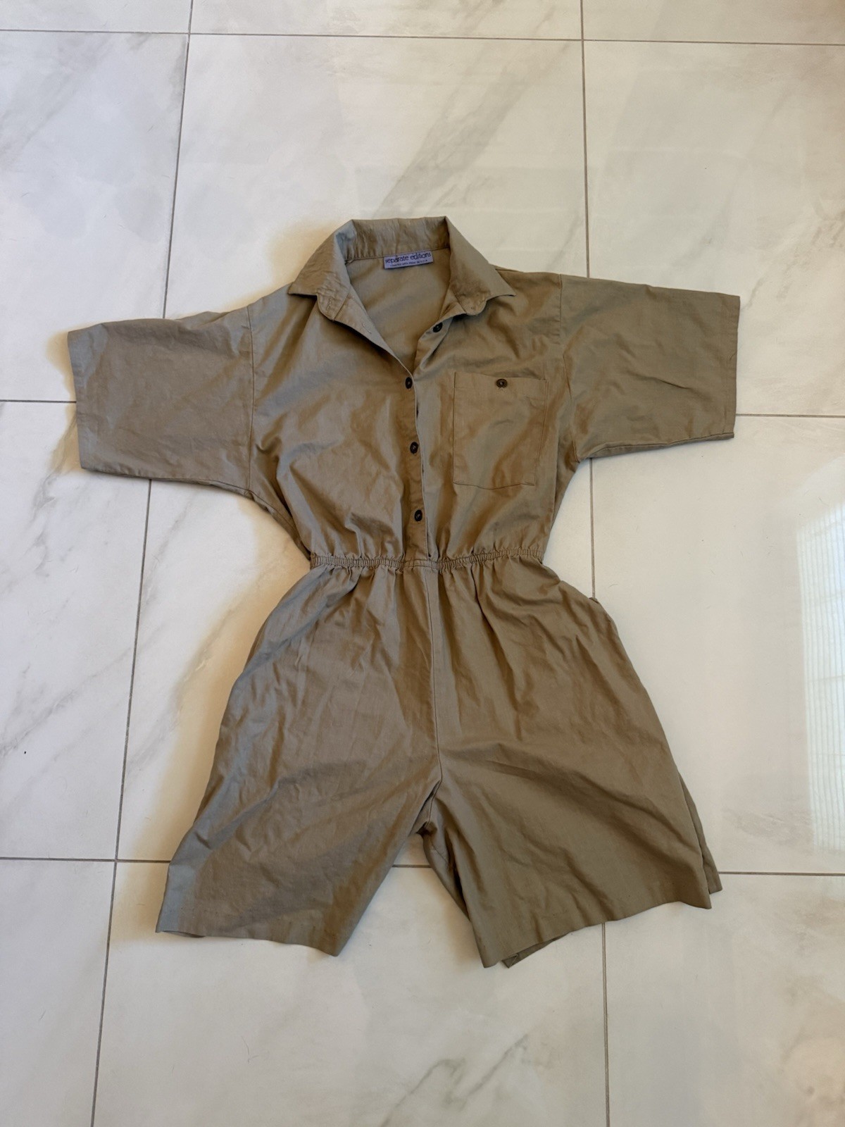 Vintage Separate Editions Tan Utility Romper Made In USA