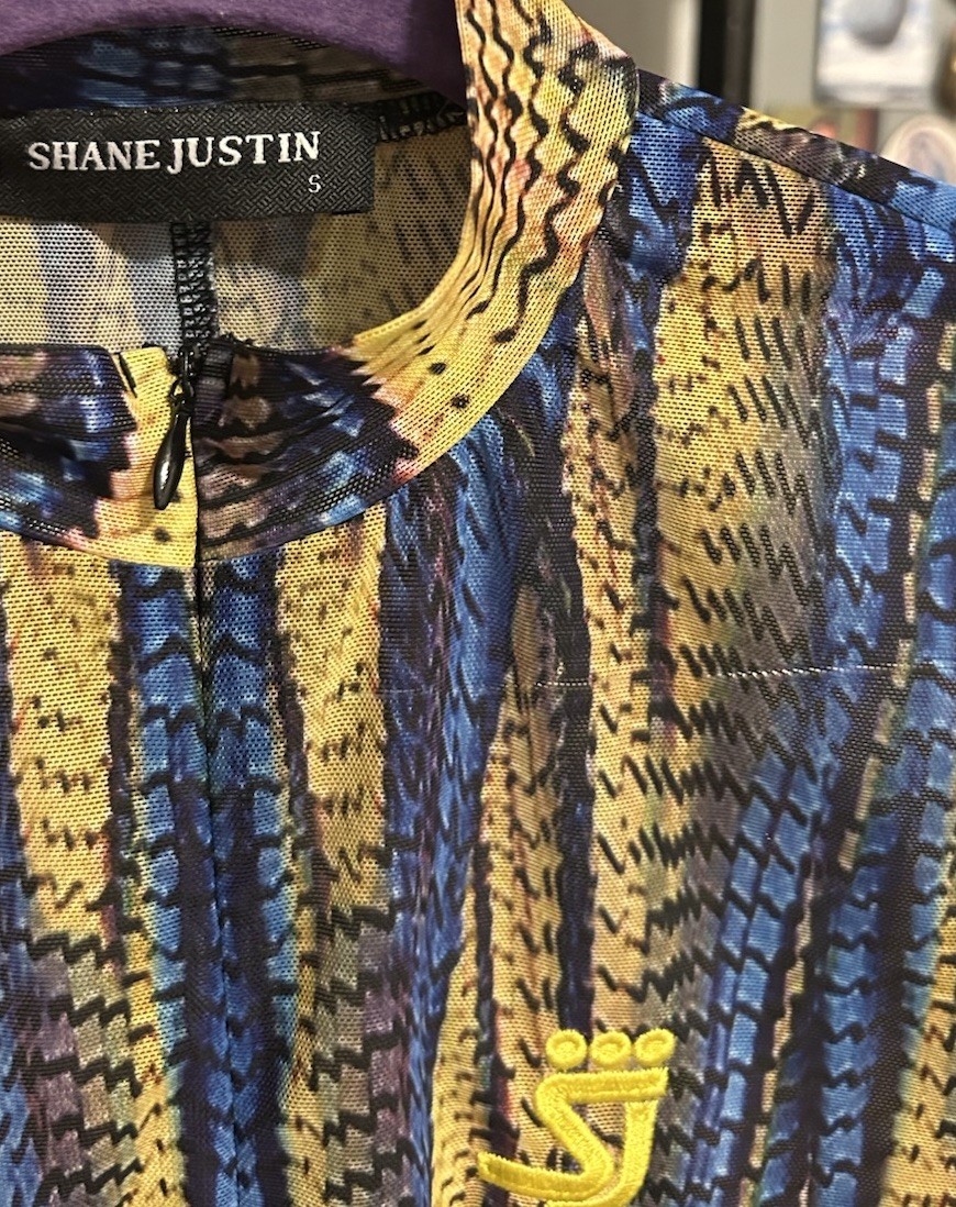 Shane Justin Short Skintight Jumpsuit Sz Small Green Snake Animal Print Playsuit