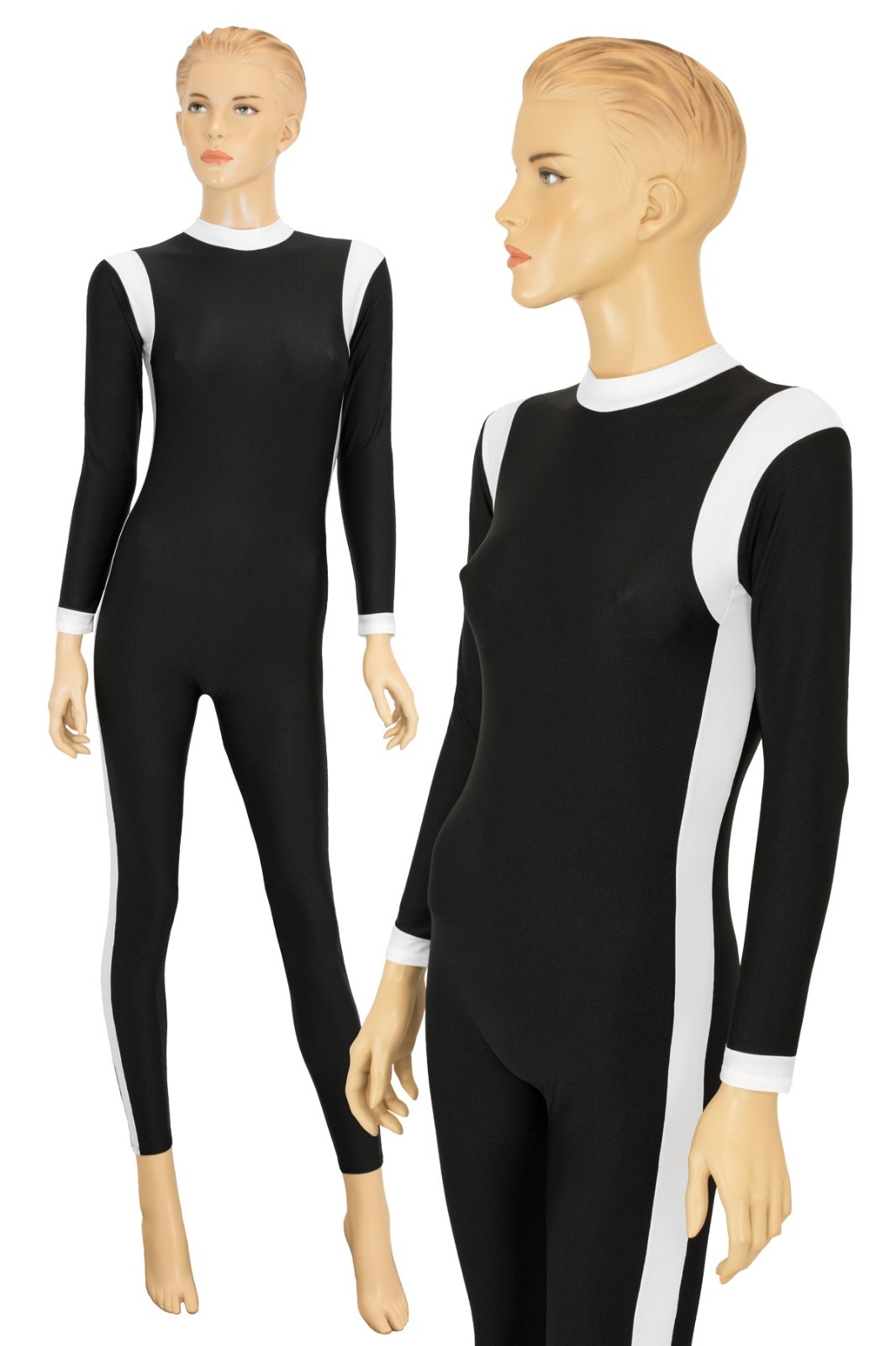 Vaulting Suit “Hanna” Zip Two Tone Shiny Stretch Full Suit Gymnastics Suit