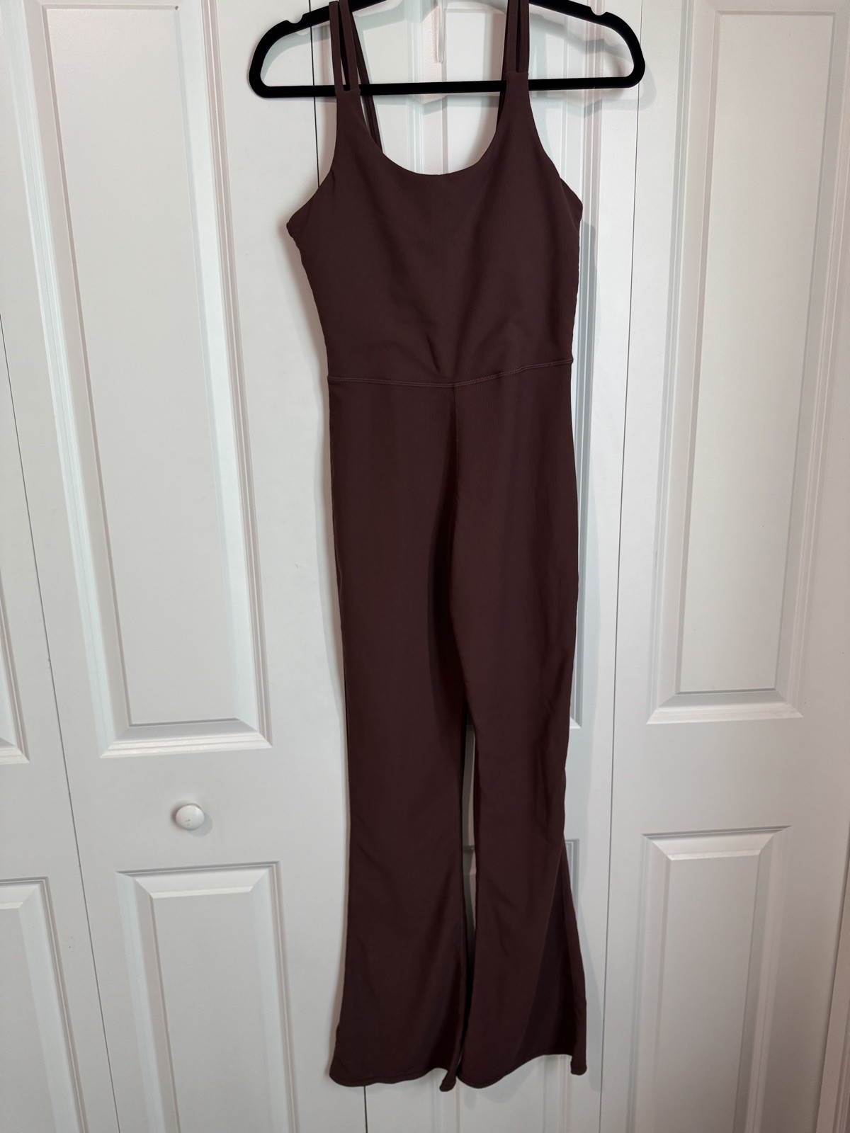 Wilo the Label Ribbed Flare Jumpsuit Size M Black Athletic Workout Gym Exercise