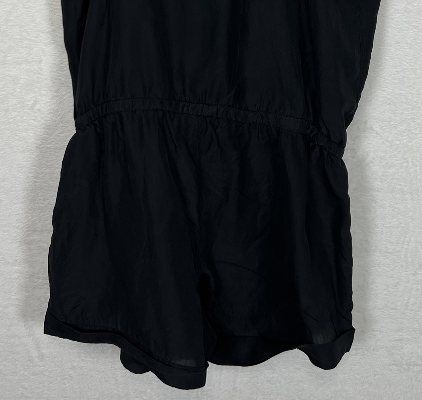 J.Crew Silk Romper Women’s S Black Elastic Waist Waist Tie Adjustable Straps