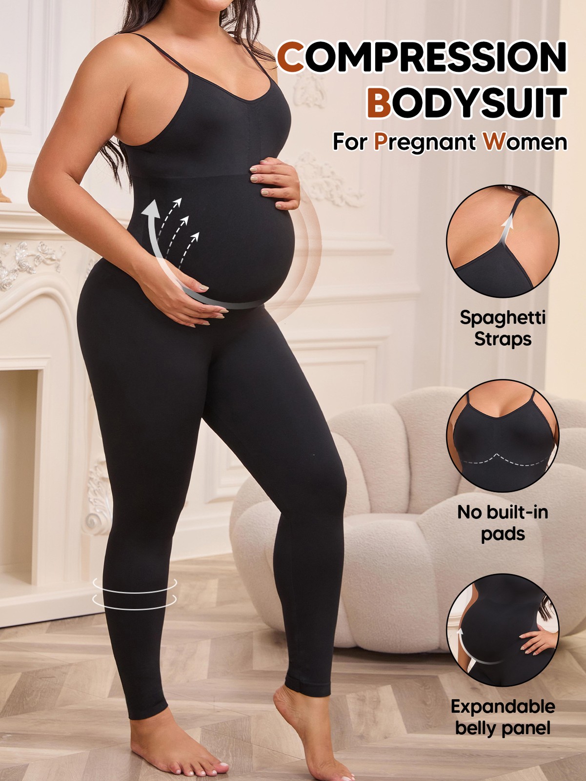 Maternity Workout Leggings Pregnancy Yoga Ribbed One Piece Seamless Tank Top
