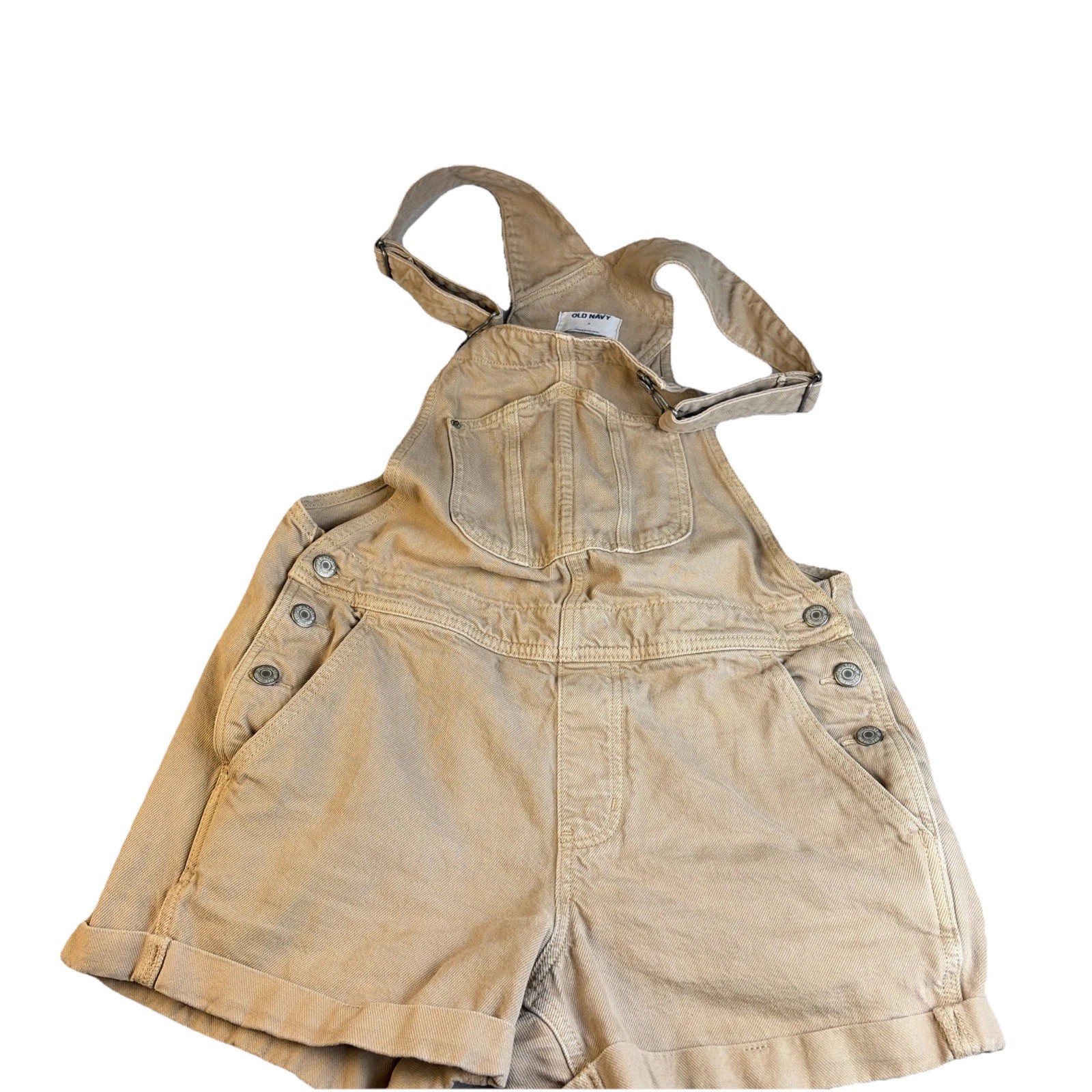 OLD NAVY Shortall Overalls Women’s Small Tan Cotton Canvas Utility Workwear