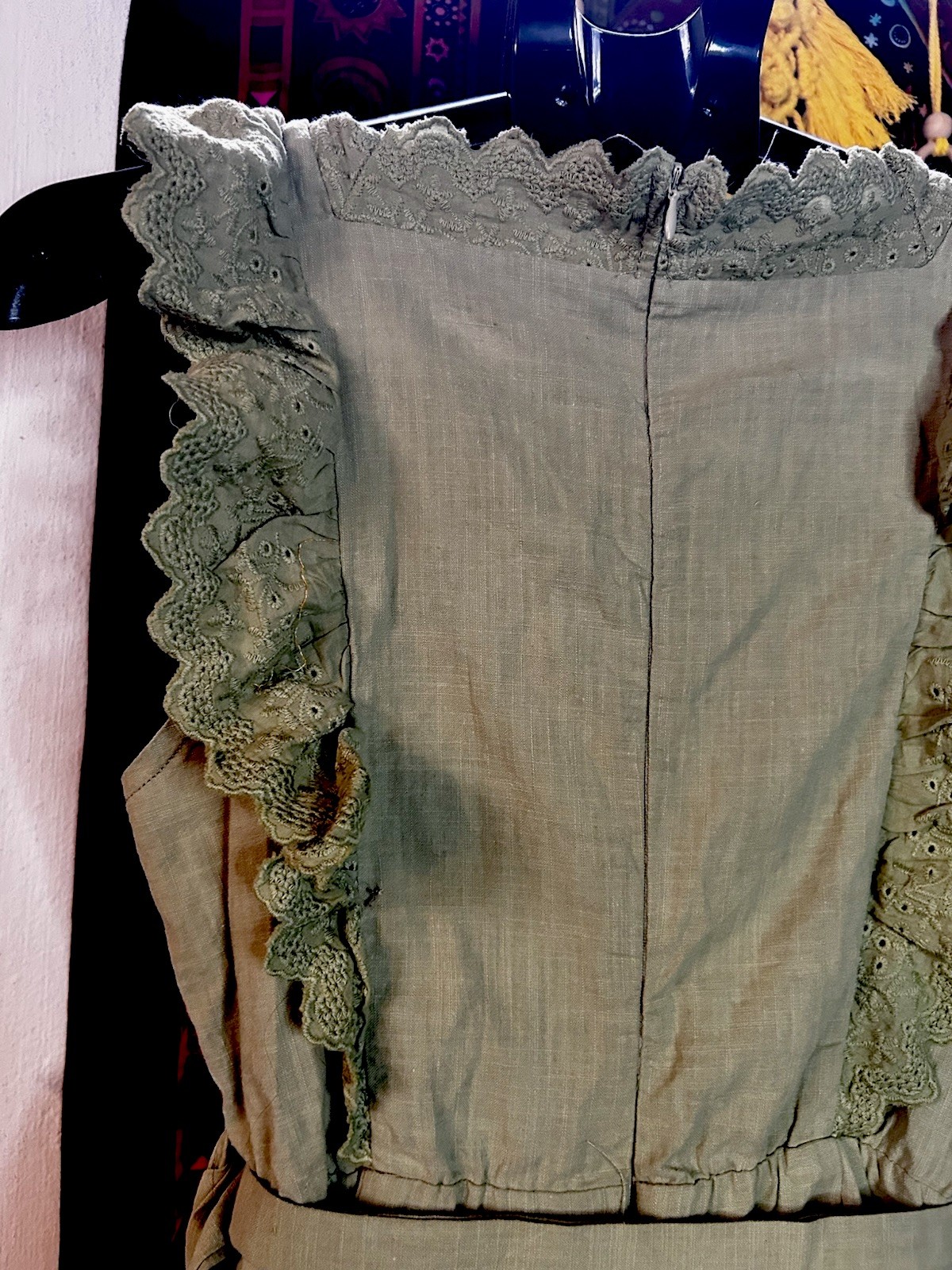 Ruffle Romper Juniors Medium 100% Cotton Forest Fairy Boho Festival Cottage Sage