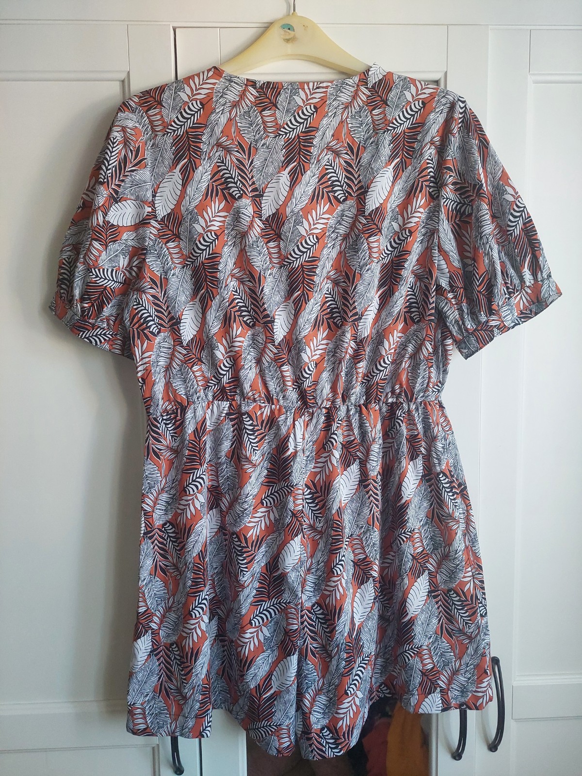 NEW Ladies Leaf Pattern Playsuit Button Orange Primark 14