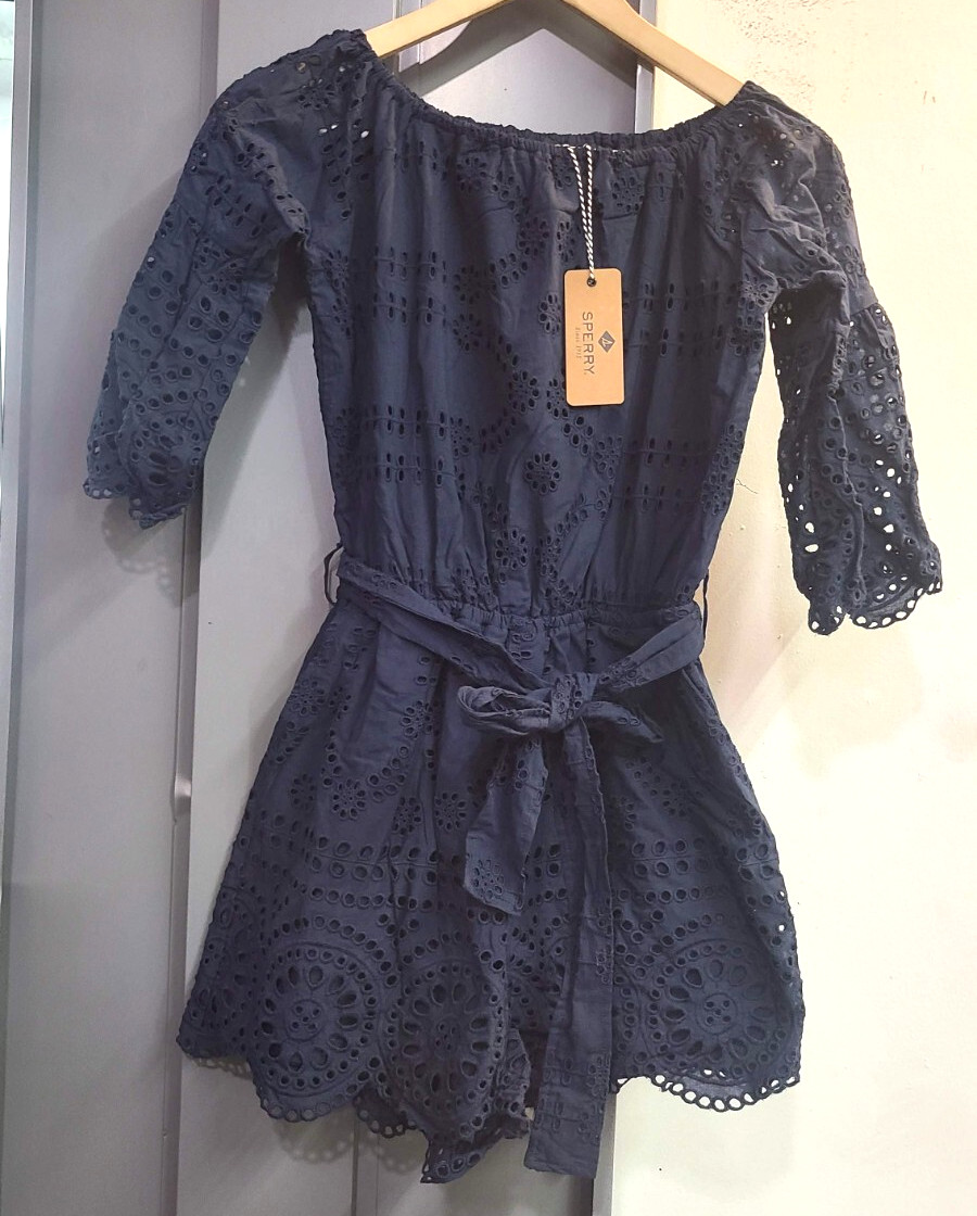 Sperry Women’s Off The Shoulder Romper – Dress Blue (P92BD27) SZ: XLarge