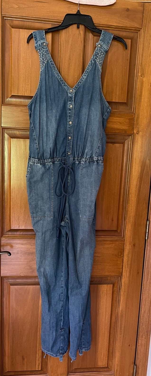 Anthropologie Holding Horses Tencel Denim Embroidered Jumpsuit VGUC Size 8
