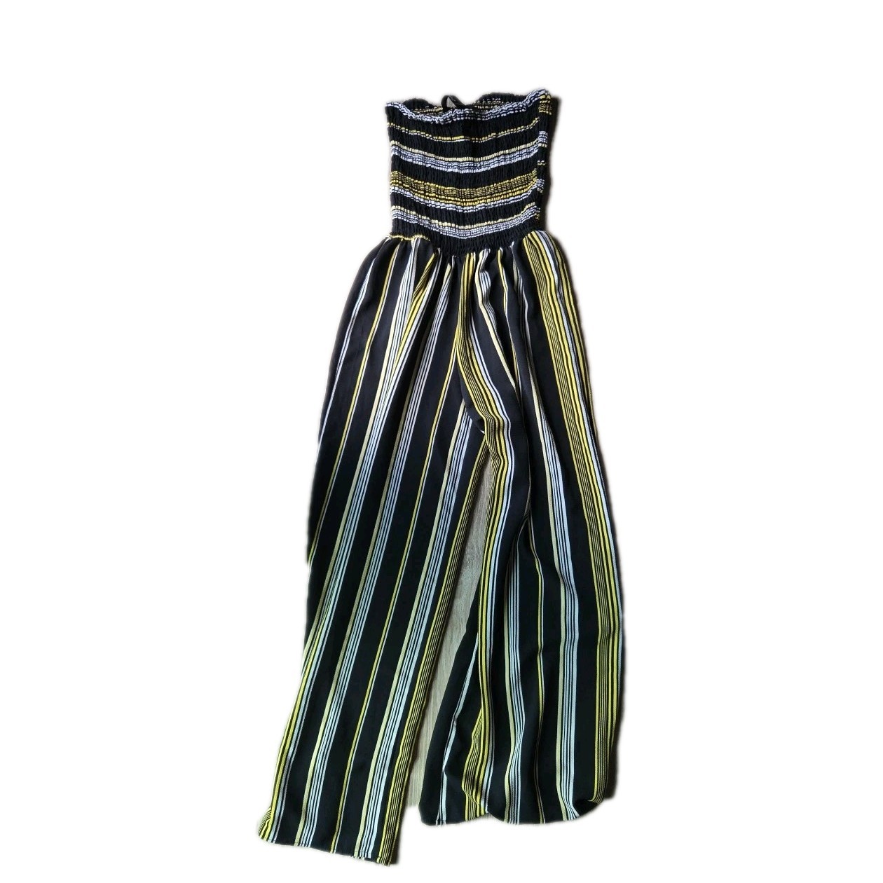 Mlle Gabrielle Brand Size Small Womens Strapless Black White And Yellow Jumpsuit