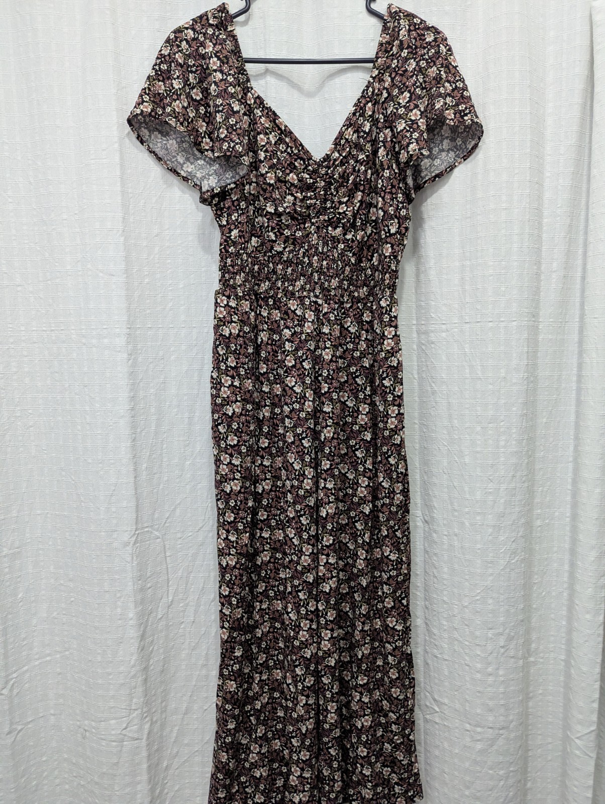 Torrid Smocked Top Flowy Legs Jumpsuit Size 00 (M/L) Boho Floral Print NWOT