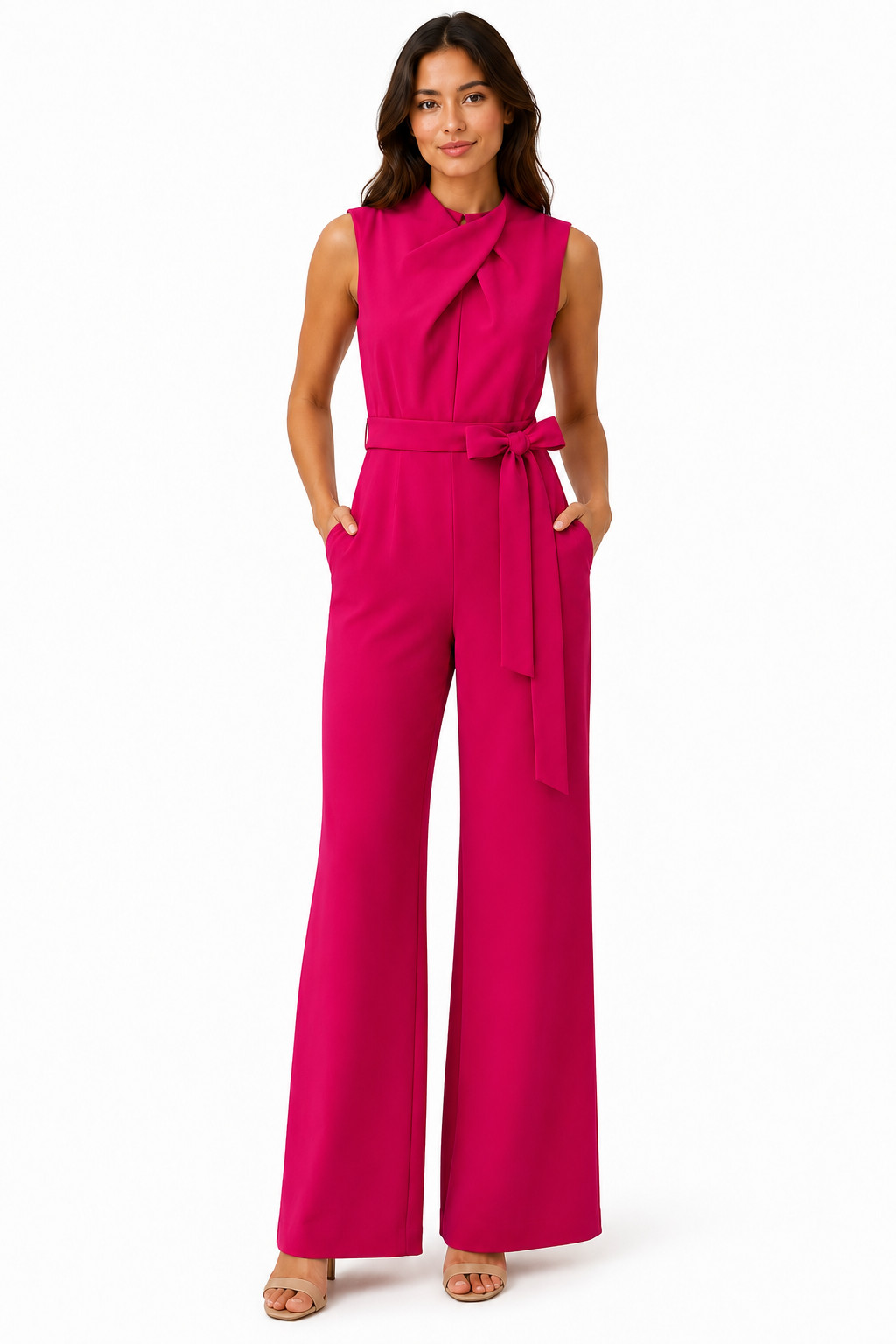 Tahari ASL Women’s Pink Sleeveless Wide Leg Jumpsuit Size 6 Nordstrom