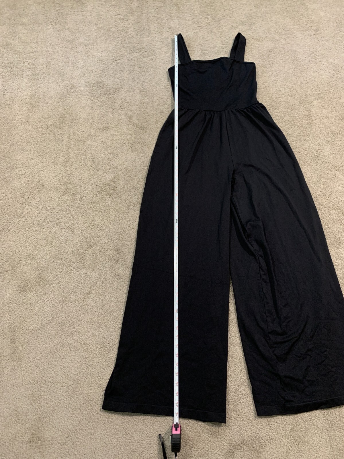 Wide Leg Jumpsuit Womens XL Black Luxury Fashion Sleeveless Stretch Thick