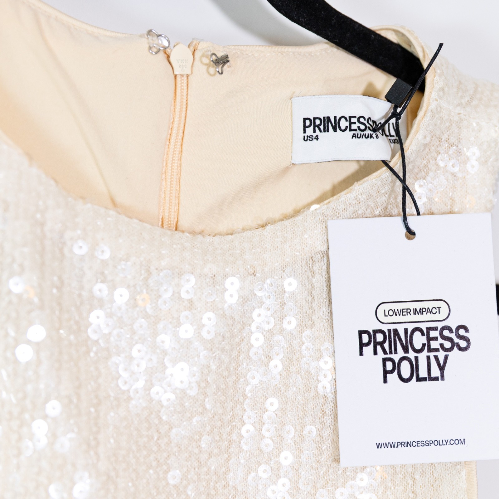 NEW Princess Polly Yumiko Sequin Embellished Mini Romper Champagne Sparkle 4