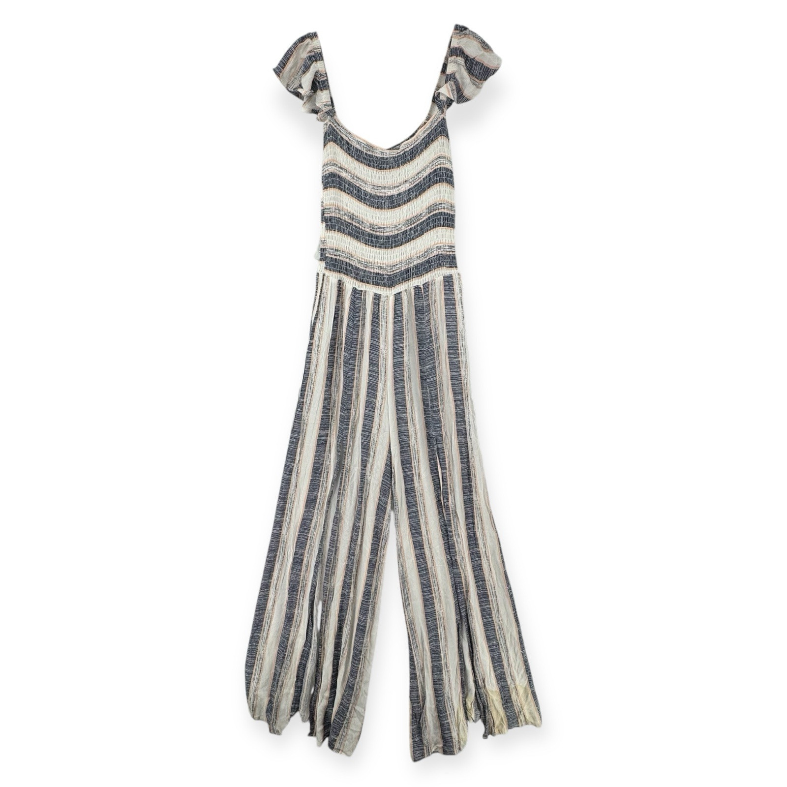 American Rag Cie Jumpsuit Womens Medium Smocked Off Shoulder Split Leg NWT