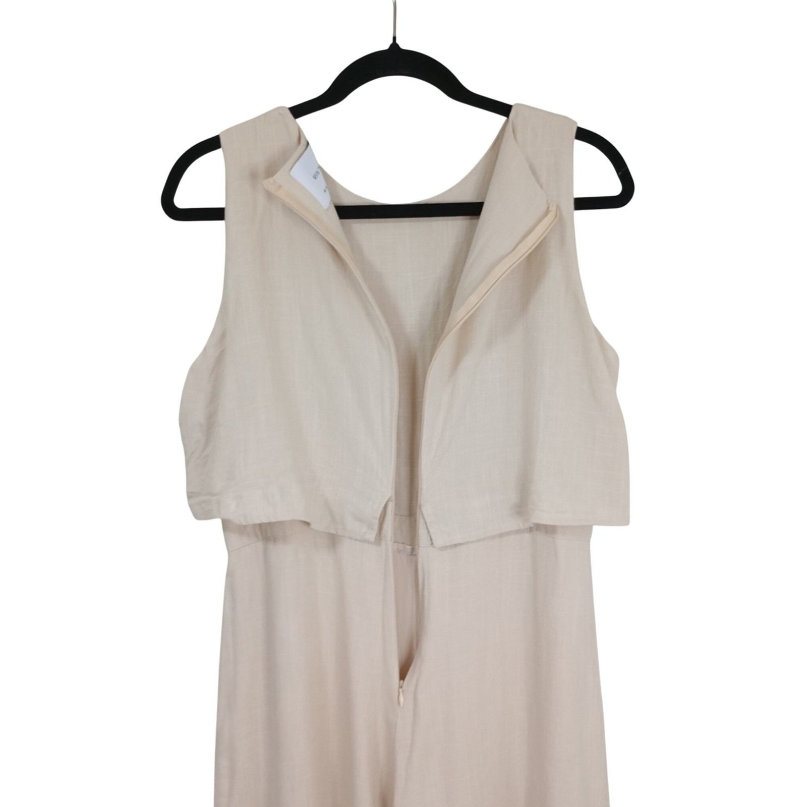 MVN The Label Jumpsuit Beige Sz M Linen Blend Relaxed Fit Lightweight Fabric