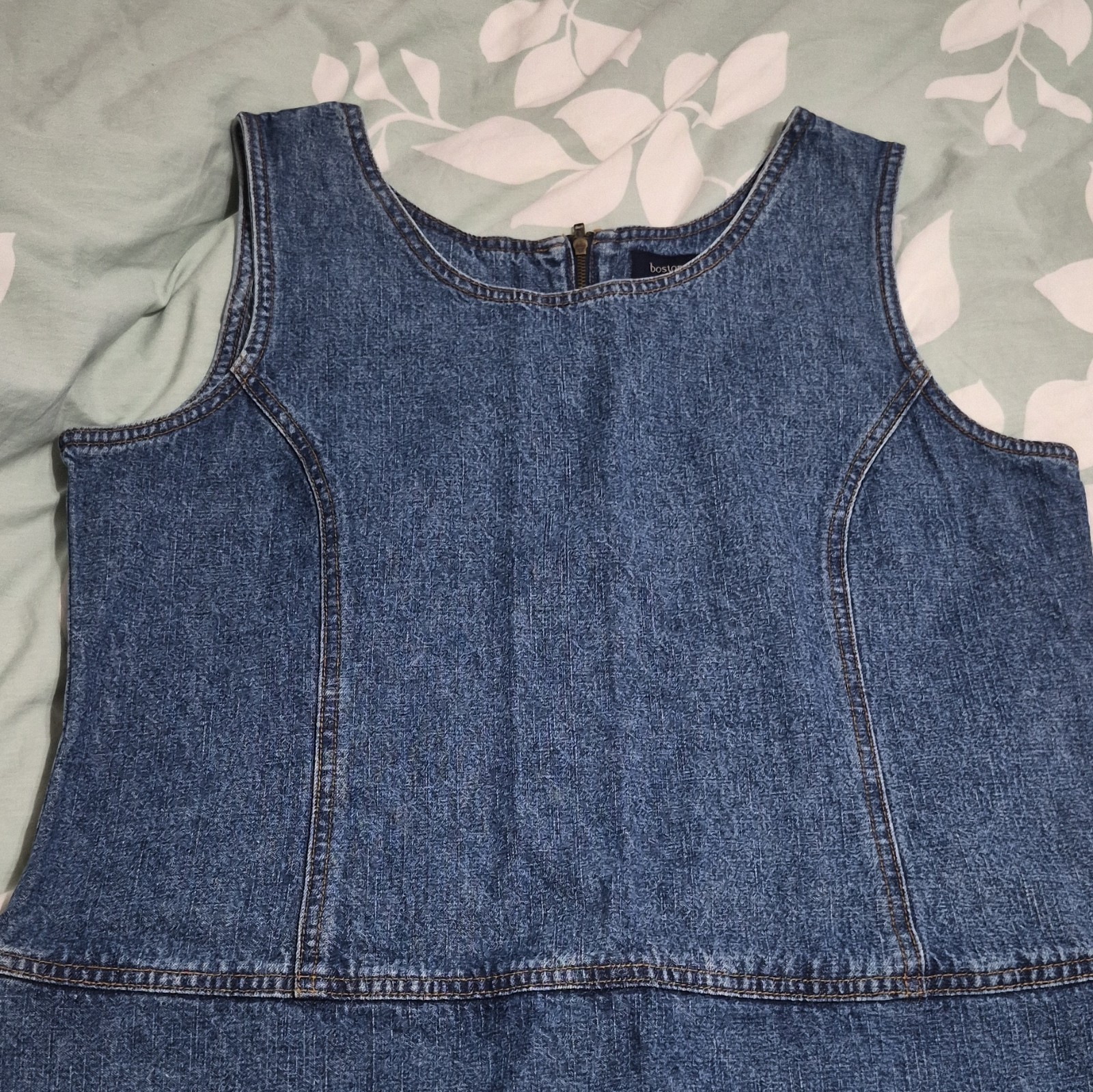 Boston Proper Women’s Denim Romper Blue 14 Cotton Sleeveless Zip RN 90674