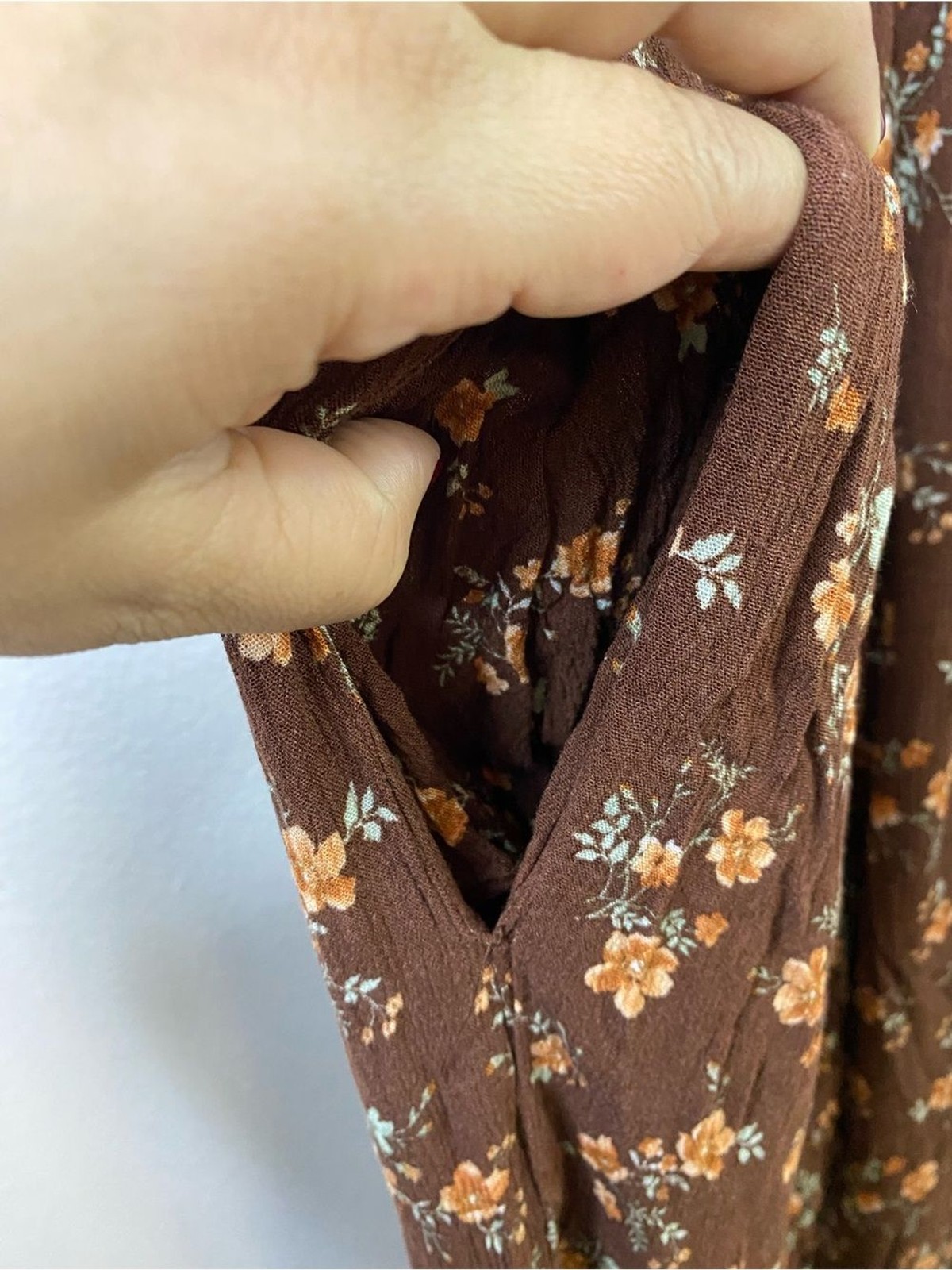 Audrey Parks Francesca’s Brown Floral Smocked Jumpsuit S Spaghetti Straps Earthy