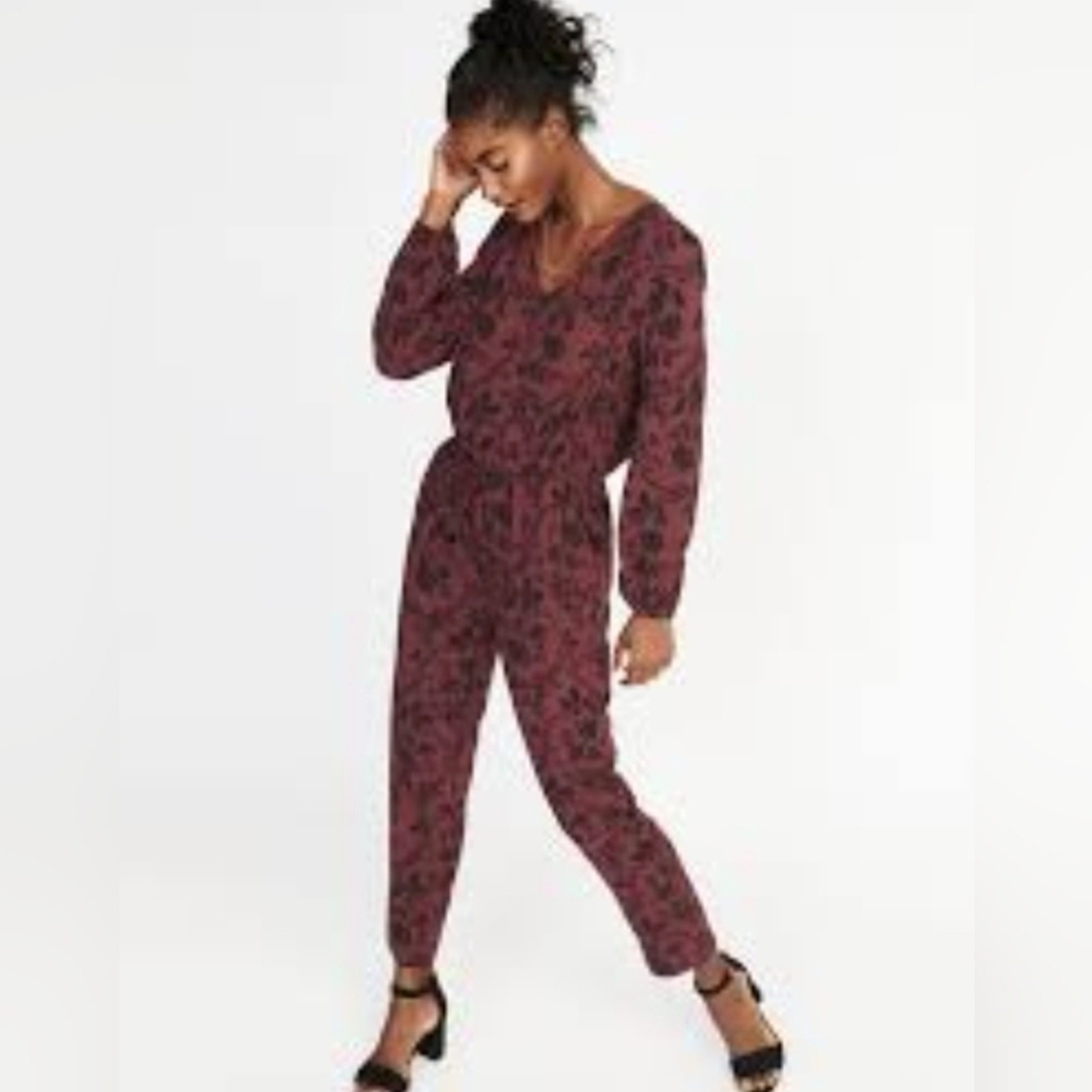 NWT Burgundy & Black Jumper Drawstring Elastic Waist Pockets Women’s Small