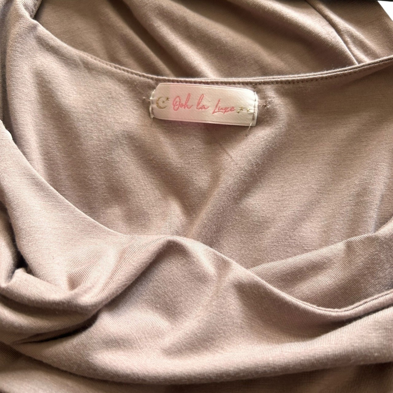 Ooh La Luxe Womens Jumpsuit Mauve Tan M Wide Leg Lounge Boho Chic Minimalist
