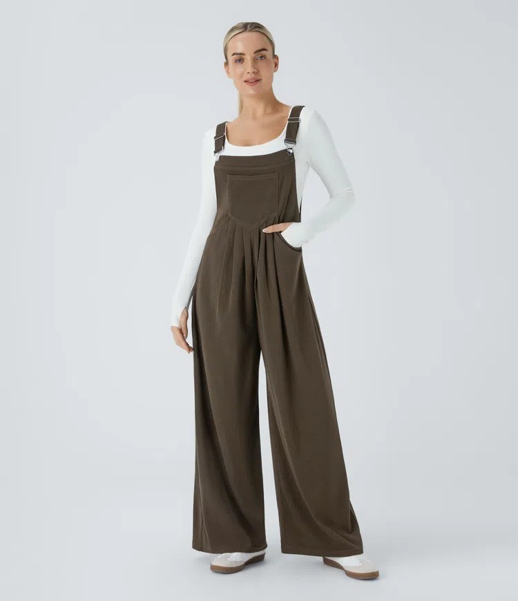 Halara Ribbed Pockets Casual Overalls Sz M Nwt Olive Green Delicioso Sold Out