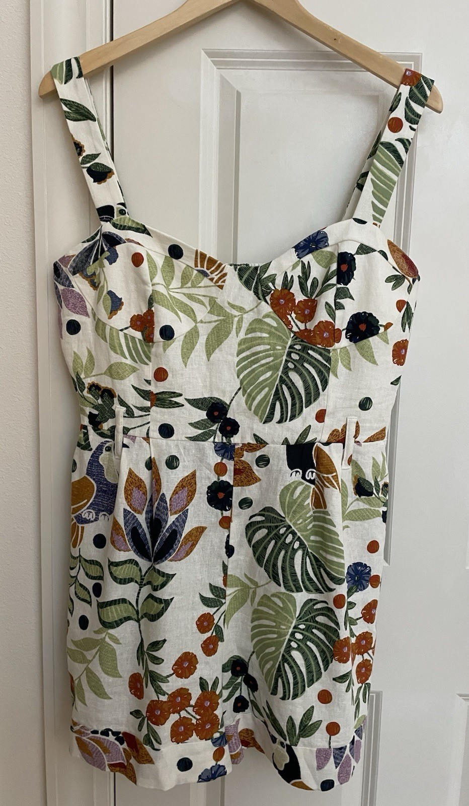 House of Harlow 1960 Floral Shorts Romper Womens Size M Sweetheart Pin up Linen