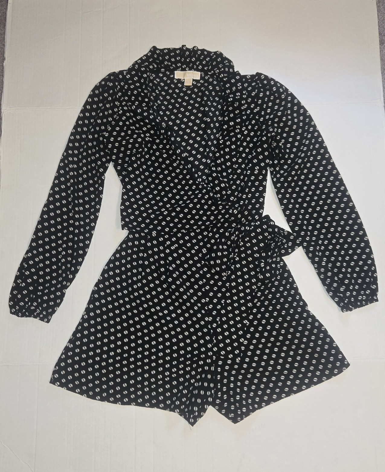 Michael Michael Kors Black White Polka Dot Chiffon Romper Women’s Size S, Ruffle