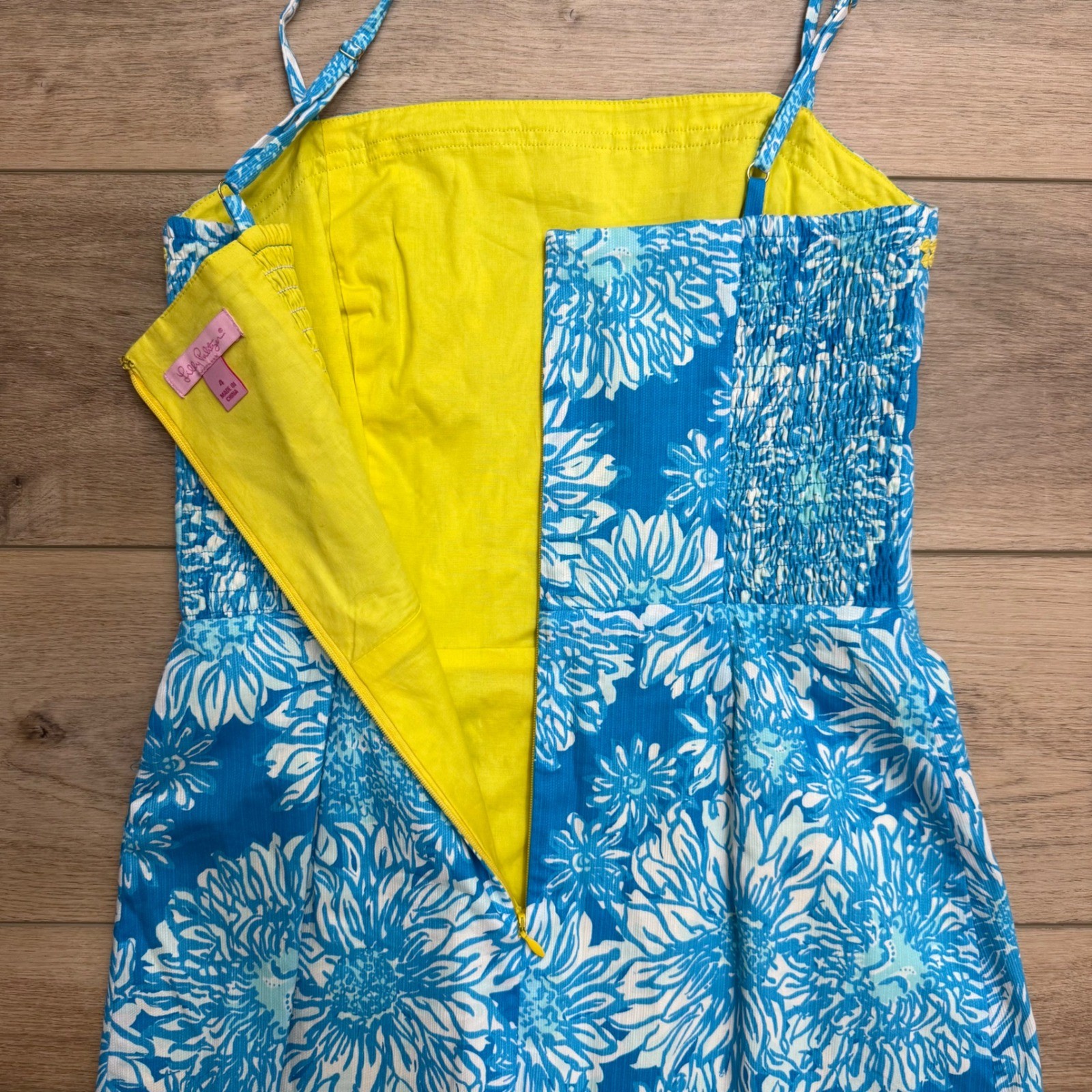 Lilly Pulitzer Jesse Romper 4 In The Sun Blue Sunflower Print Skort Dress Trim