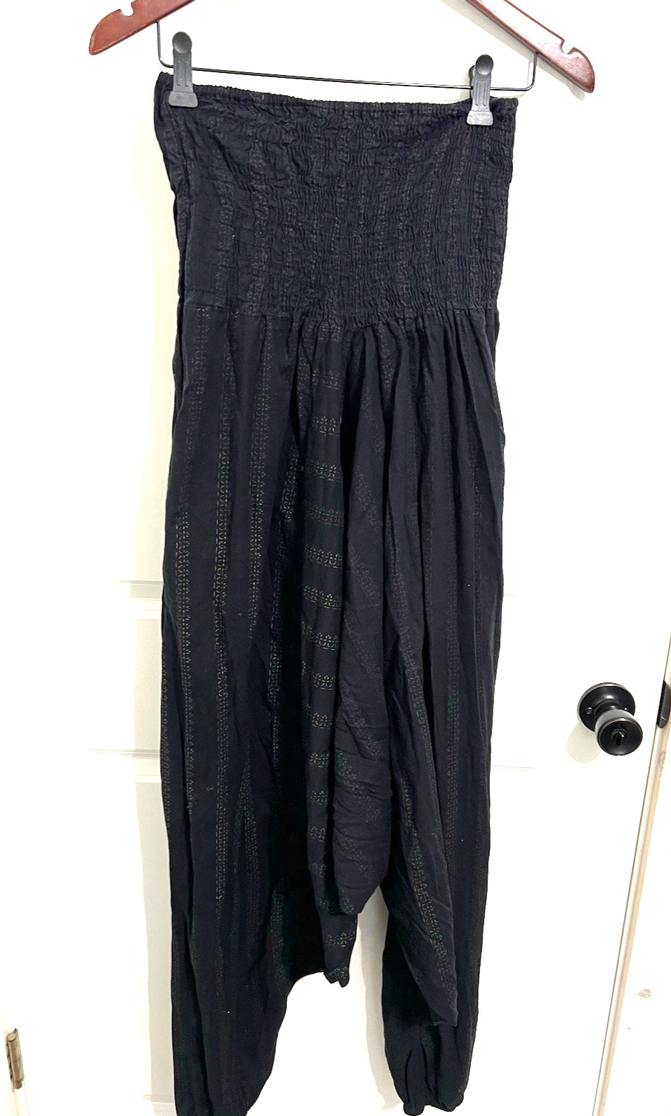 Like Mary Black 100% Cotton Jumpsuit Romper Harem Pants OS Drop Crotch Boho