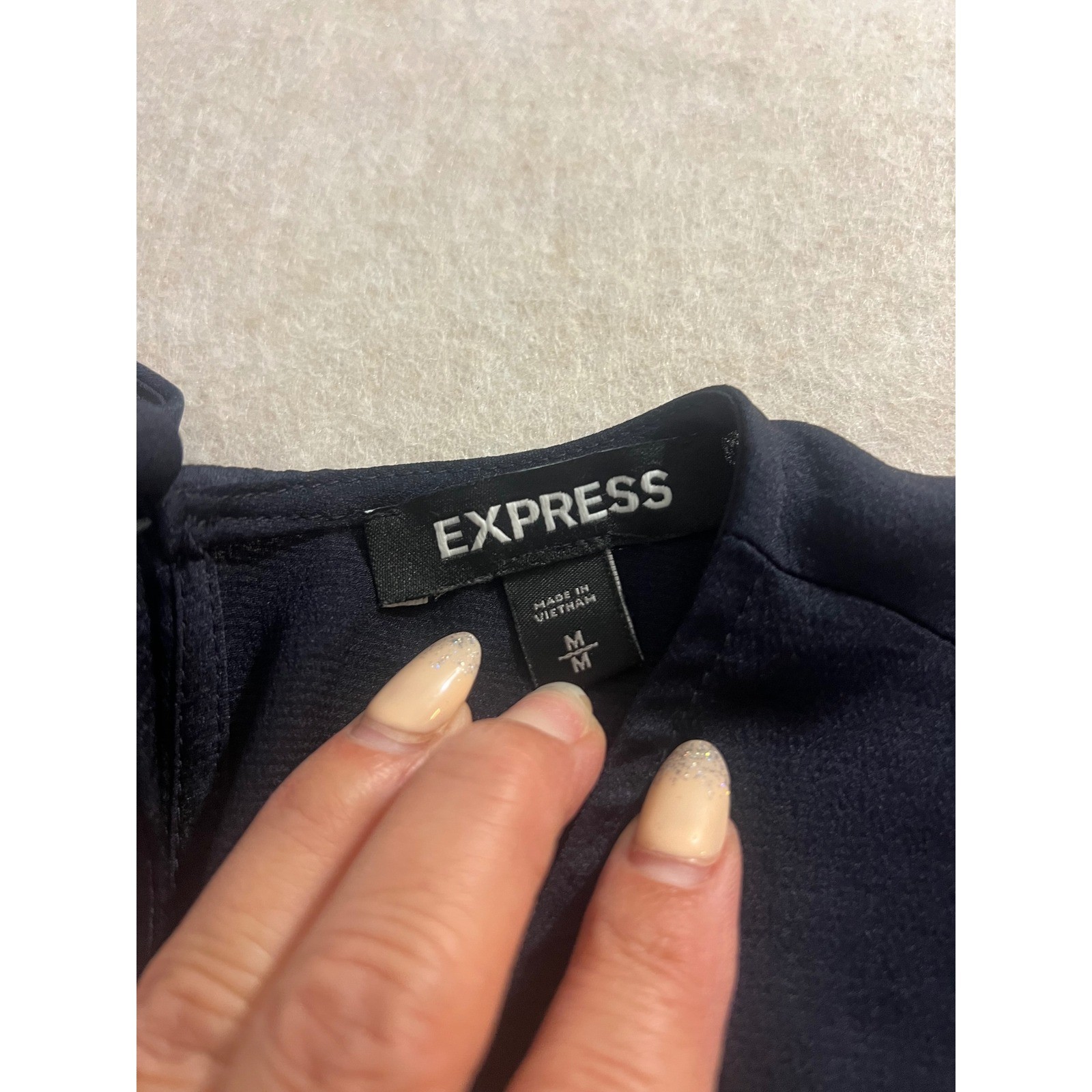 Express Navy Blue Flutter Sleeve Smocked Waist Romper Size M 90233