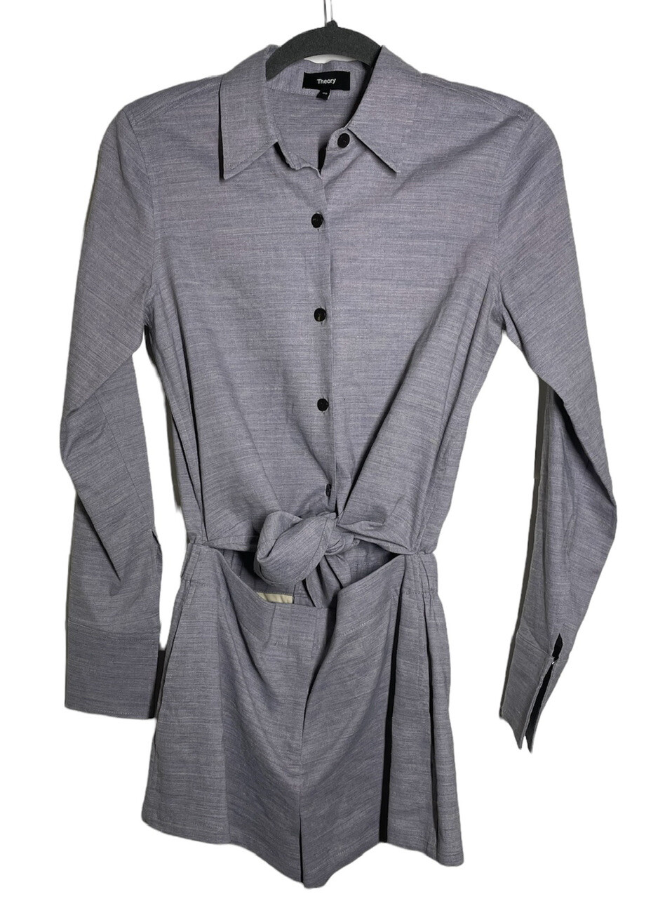 Theory Size 00 Ranay Women’s Romper Lavender Melange Linen Blend Short $395
