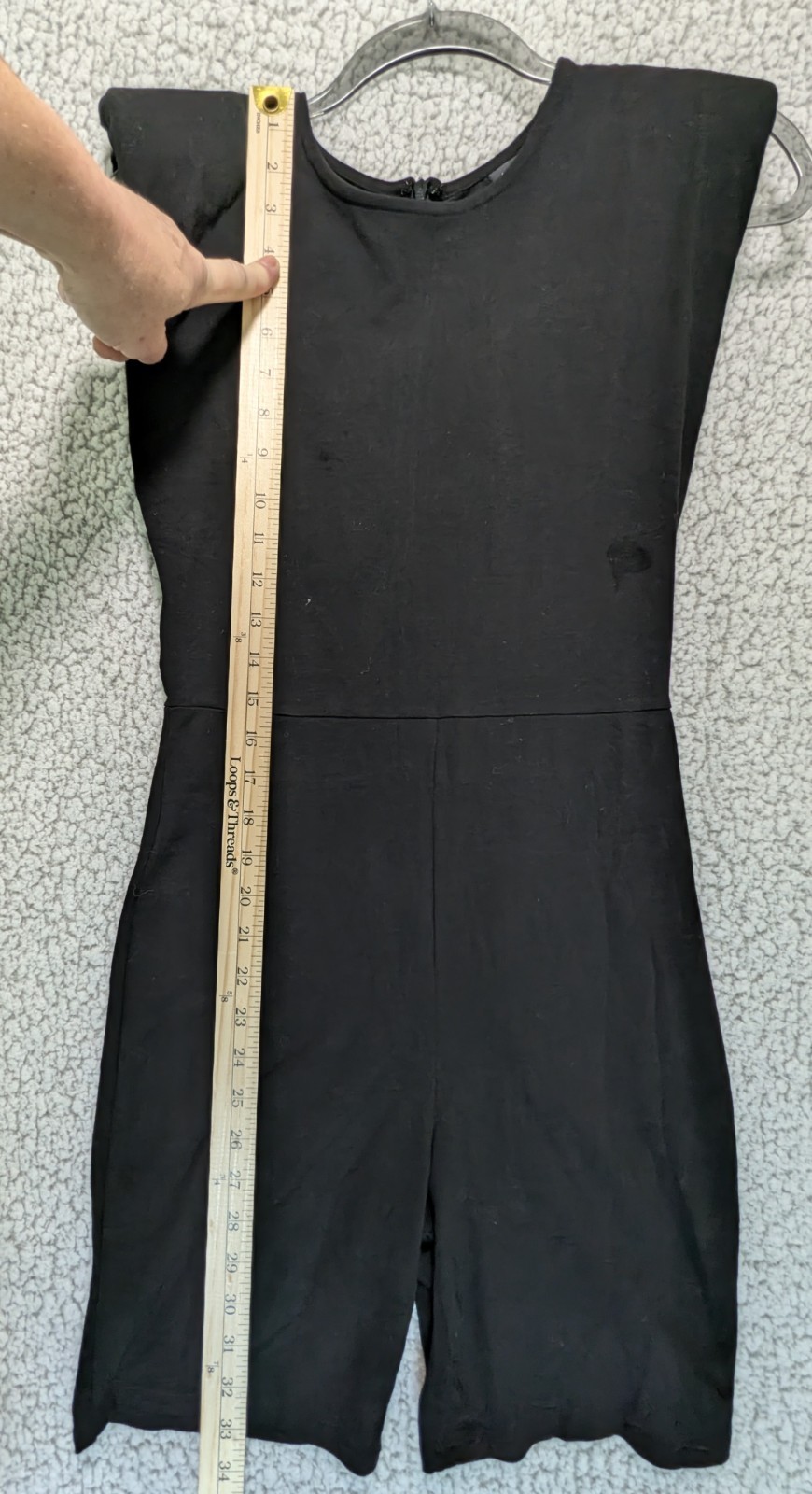 Blanc Clothing Padded Shoulder Romper Medium Black Minimalist Chic Stretch