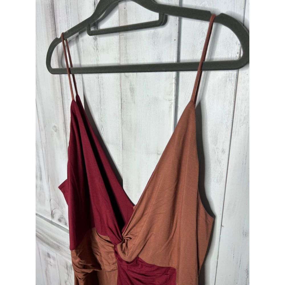 NWOT Anthropologie A+ Red Brown Colorblock Twist front Jumpsuit Plus Size 1X
